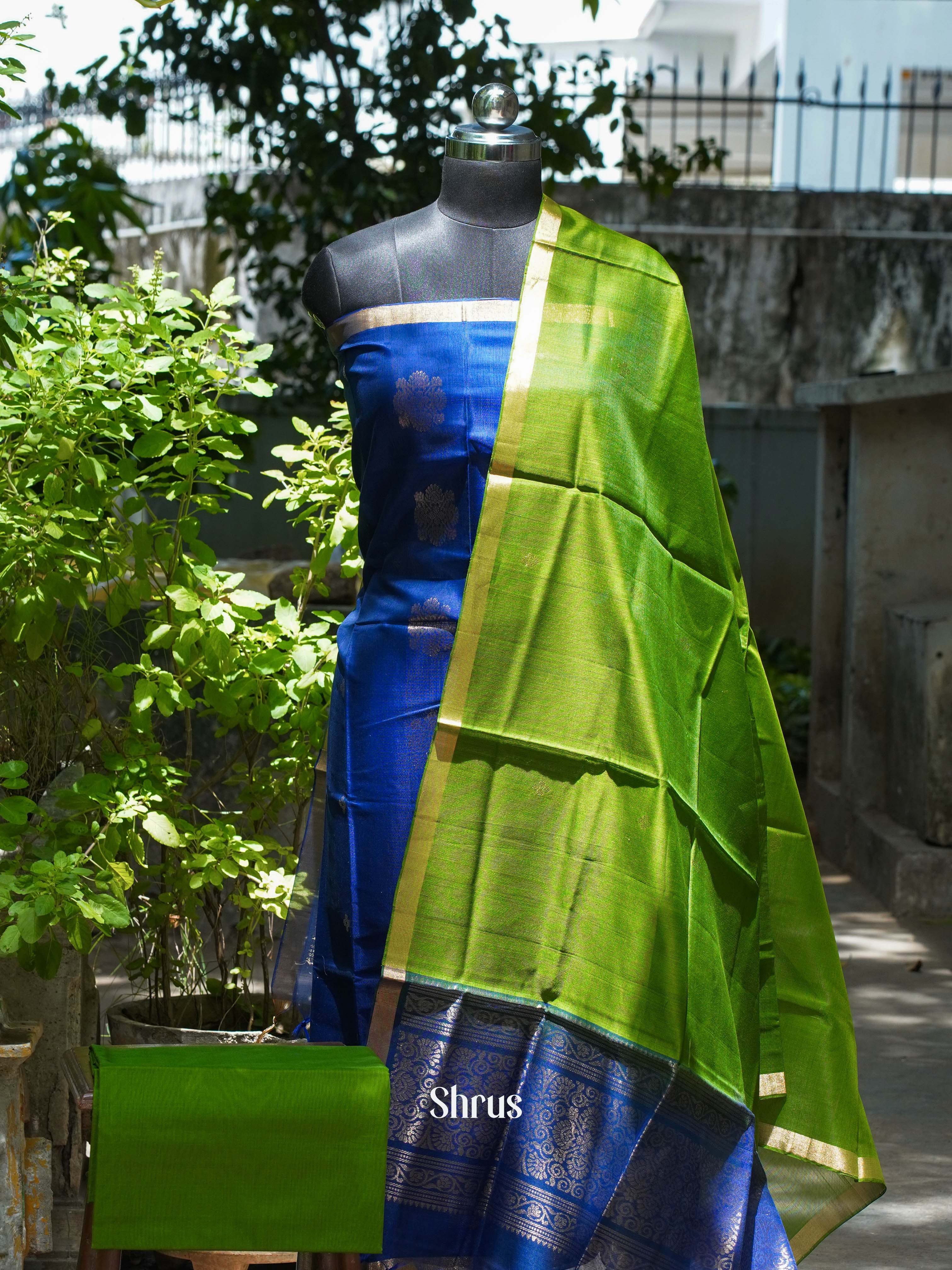 Blue & Green - Silkcotton salwar