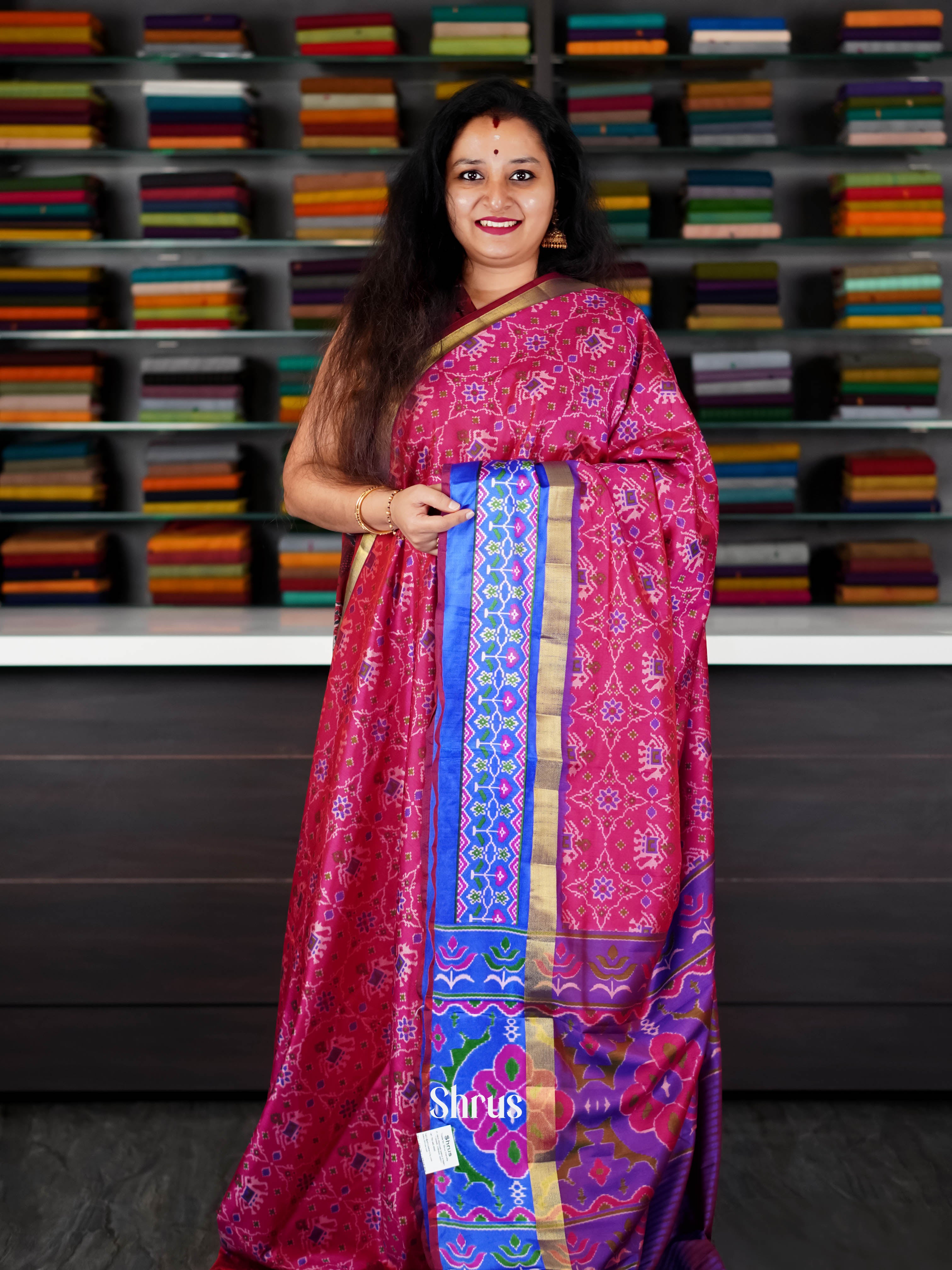 Majenta & Blue - Semi Patola Saree