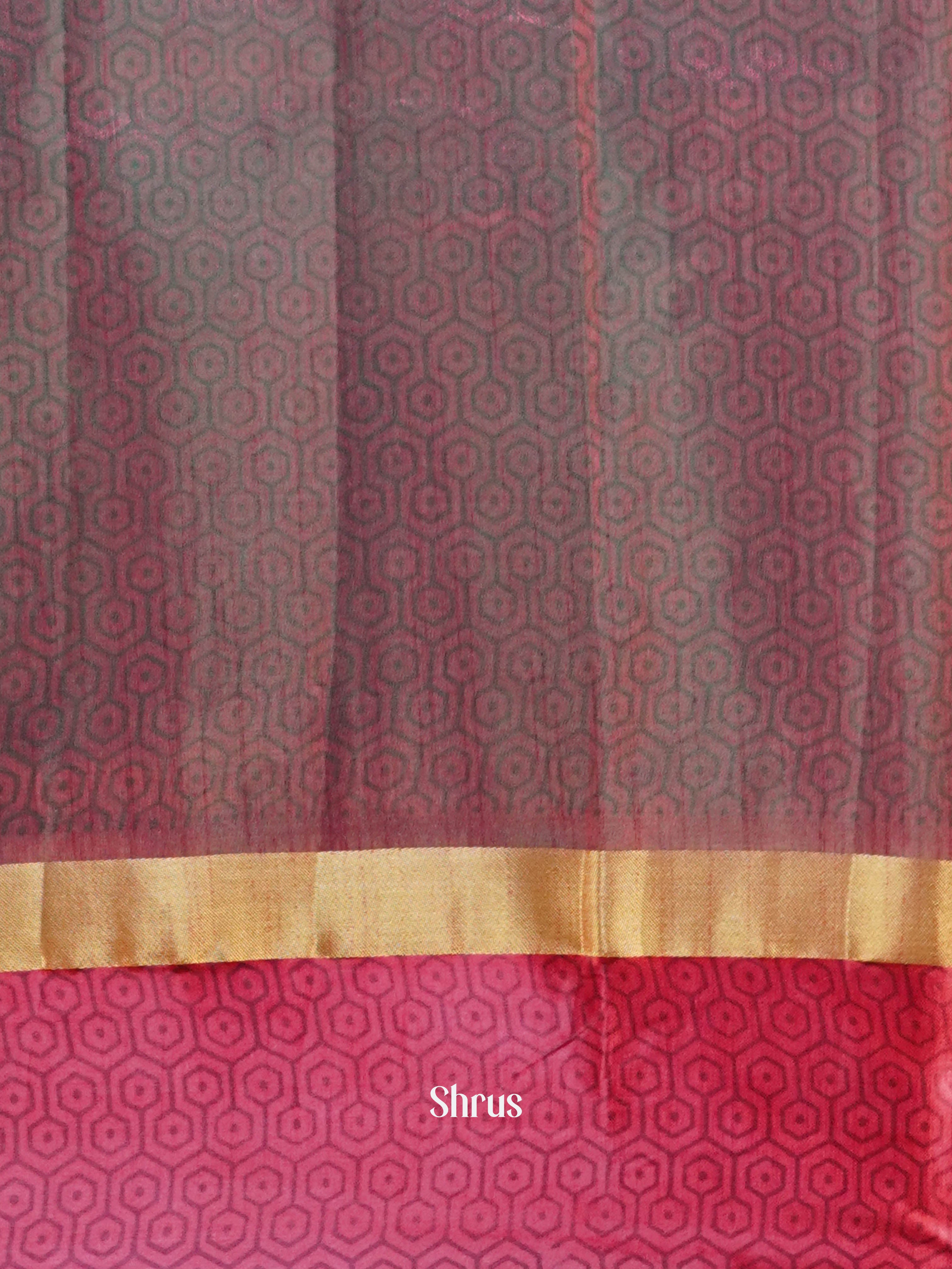 Green & Red  - Semi Patola Saree