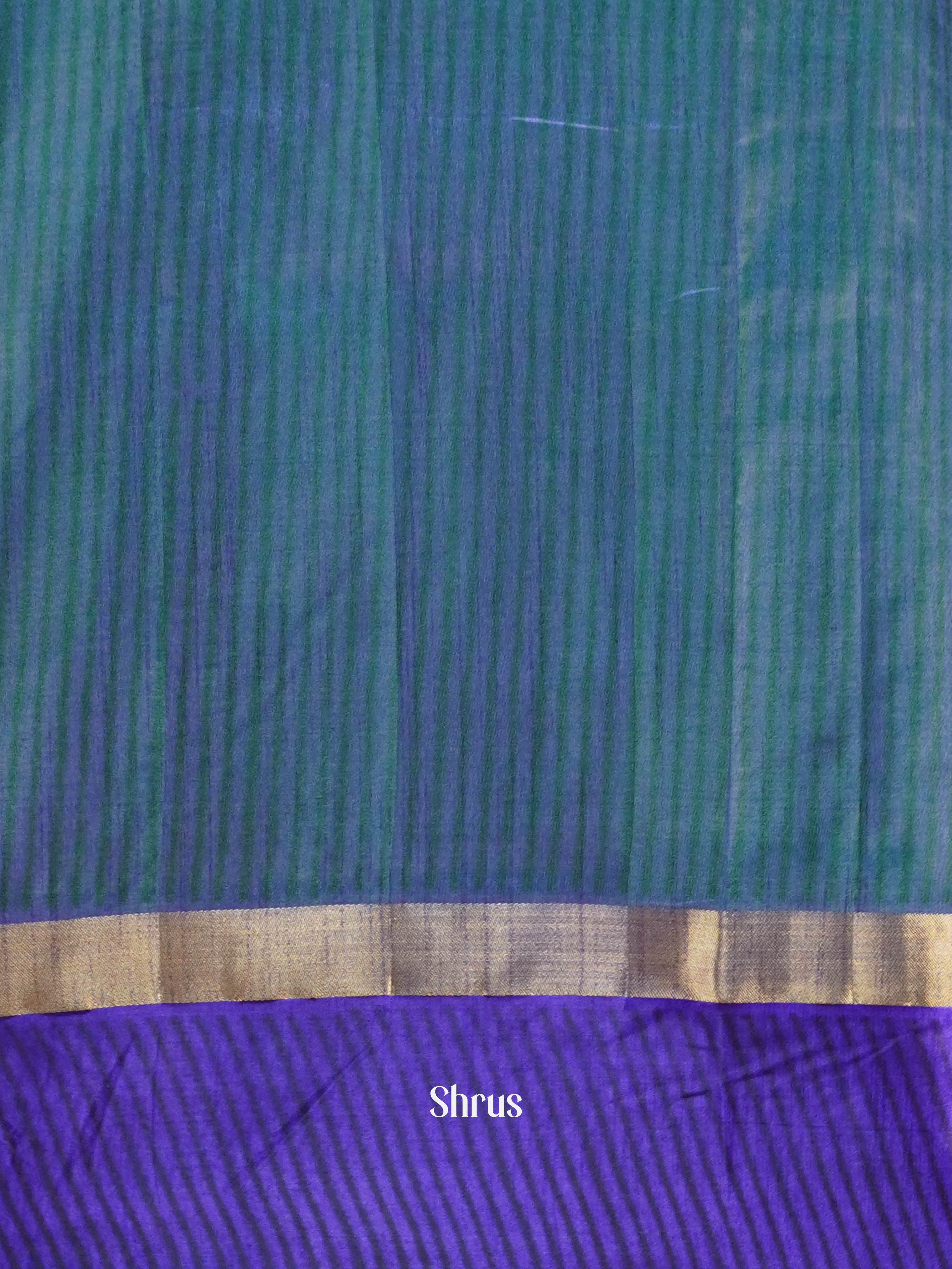 Bluish Green & Violet  - Semi Patola Saree