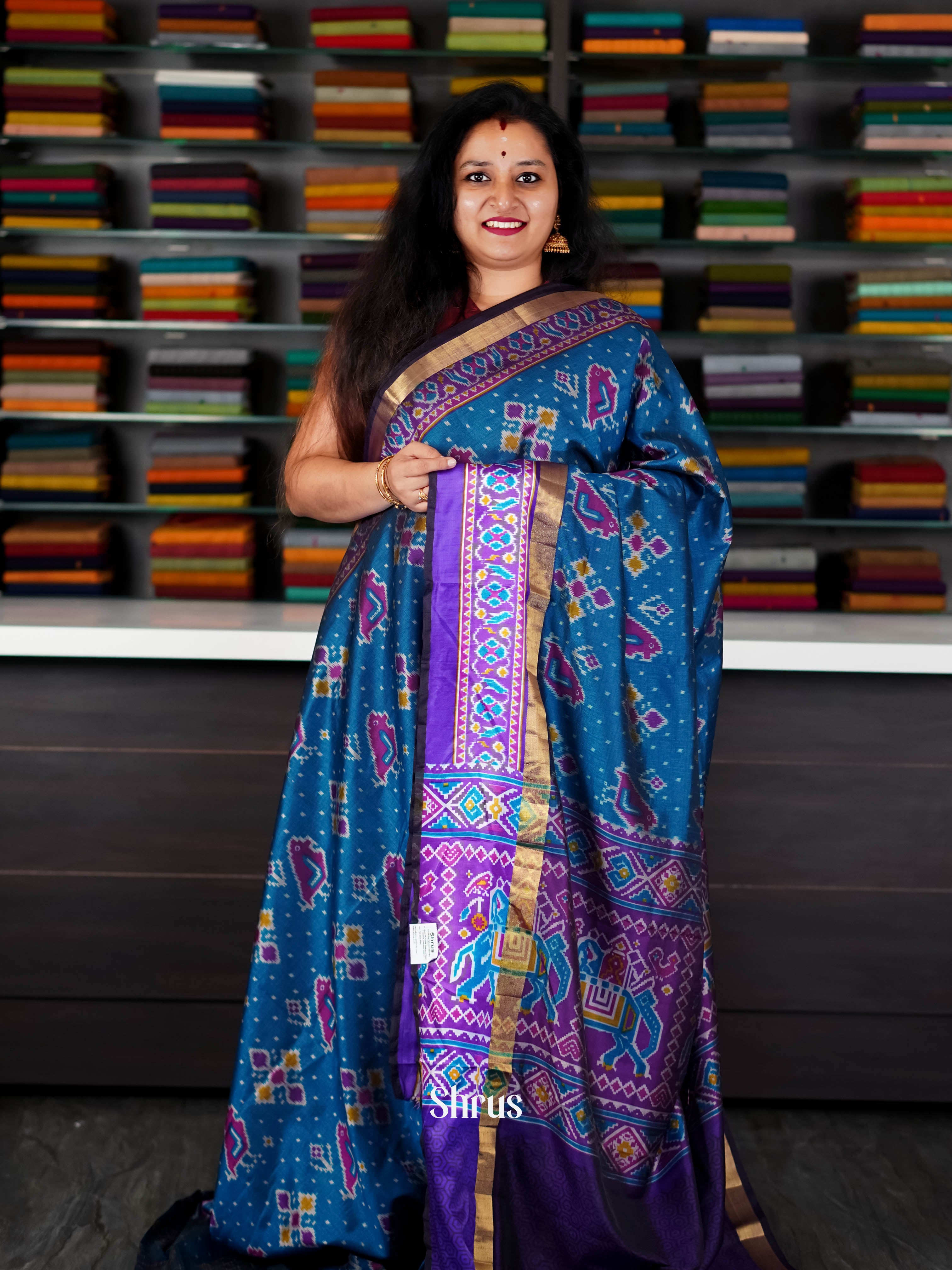 Blue & Purple  - Semi Patola Saree