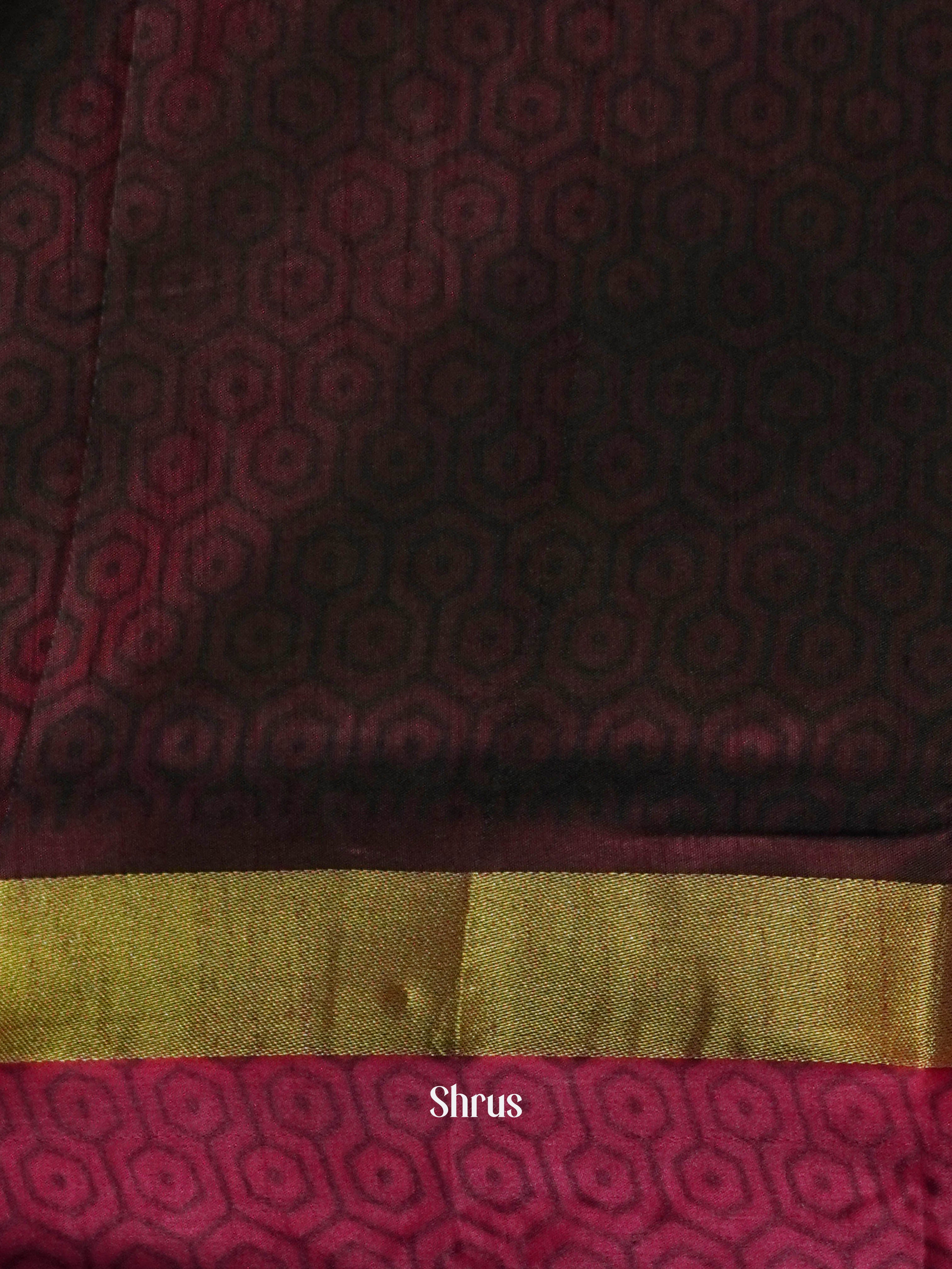 Green &  Maroon - Semi Patola Saree