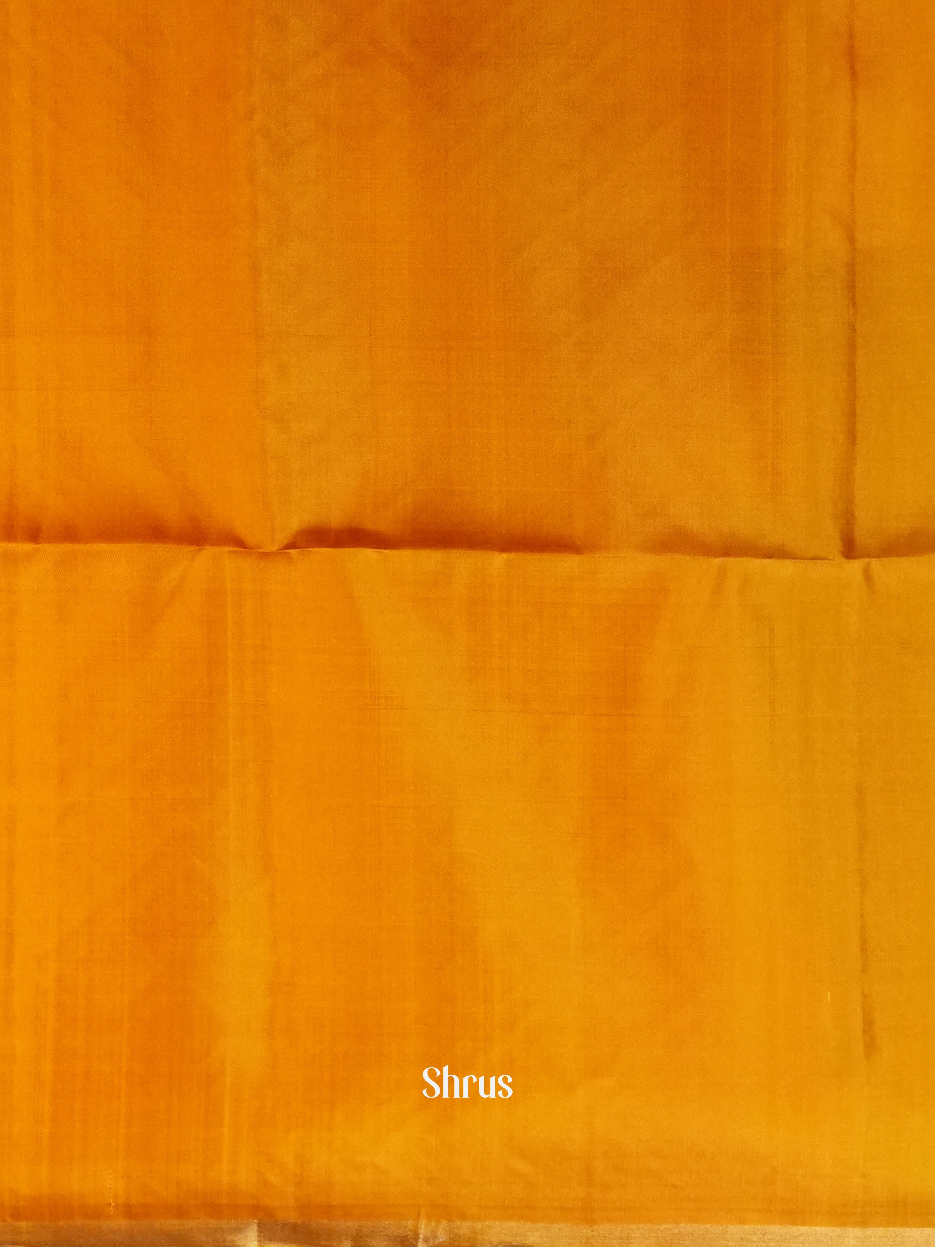 Golden Yellow & Grey  - Soft Silk Saree