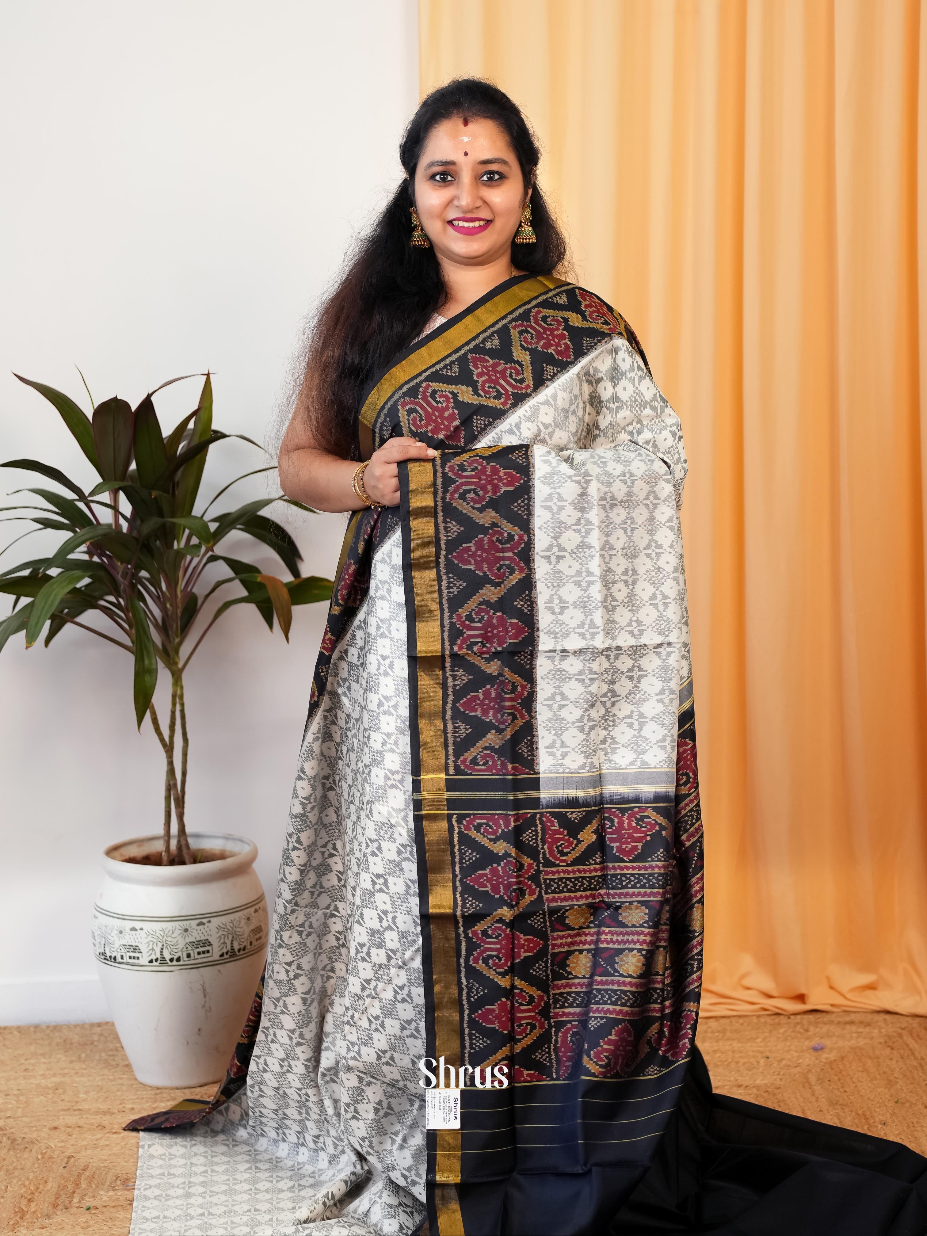 White , Grey  & Black - Rajkot Patola Saree