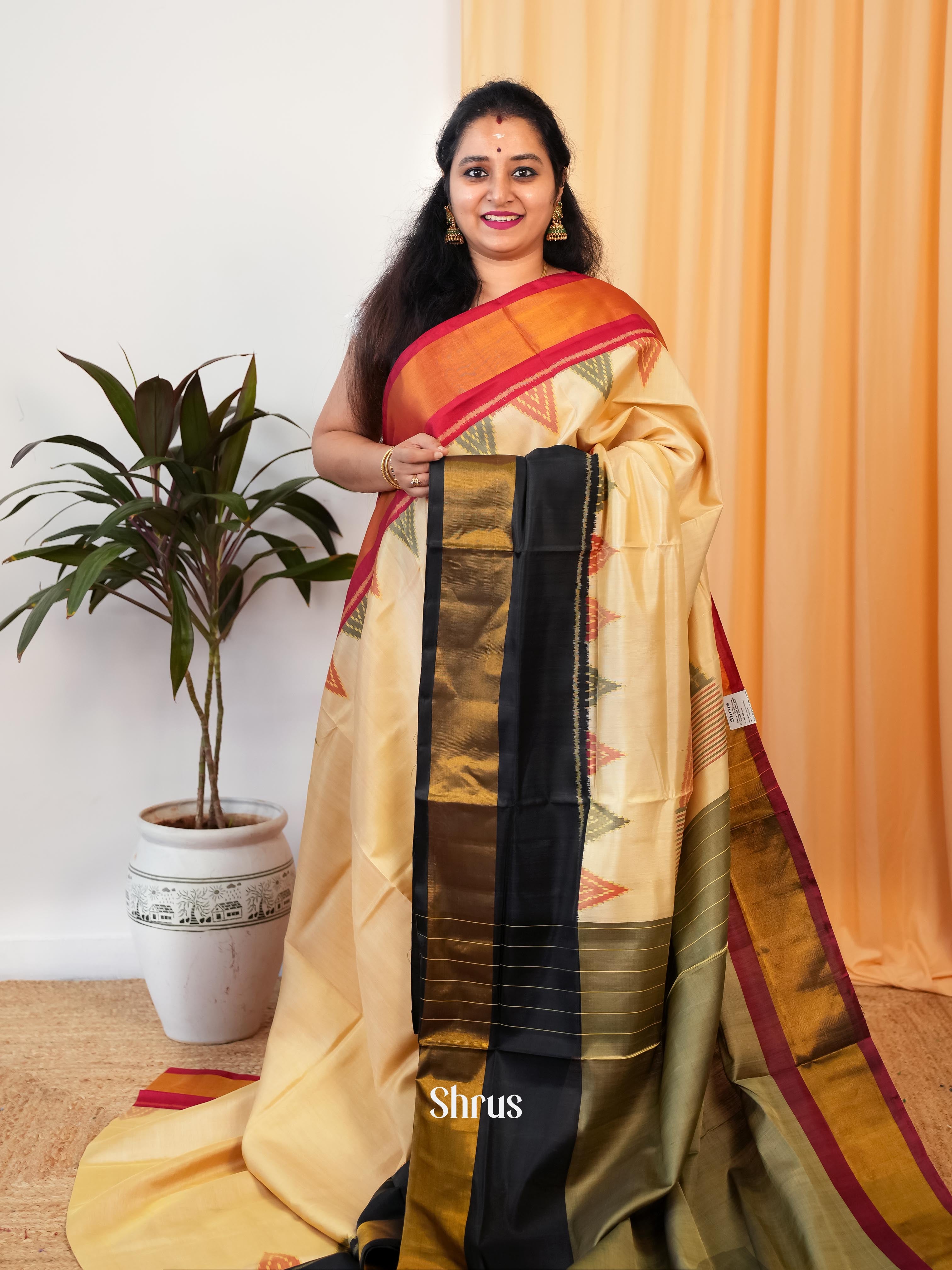 Cream & Black - Rajkot Patola Saree