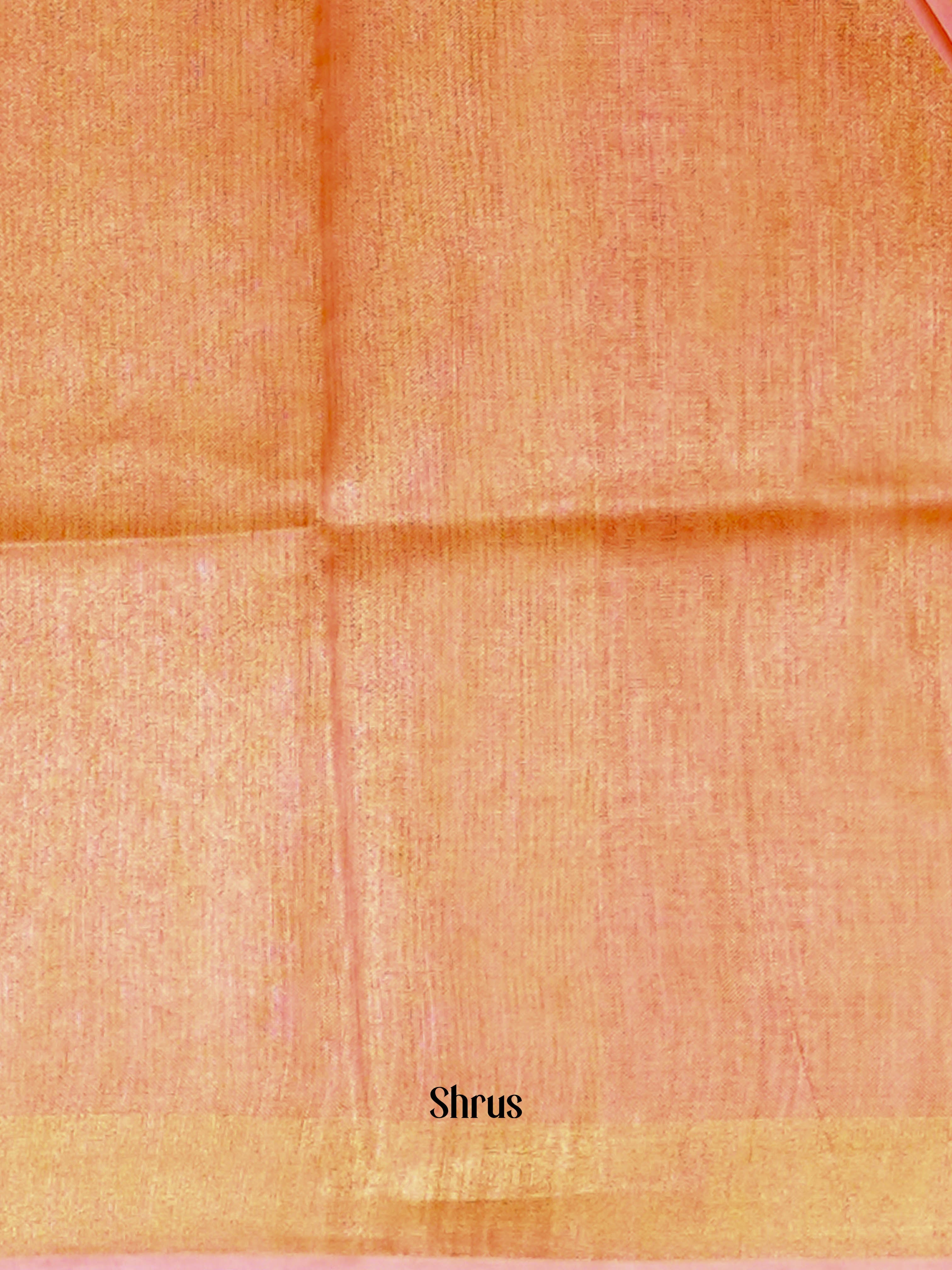 Peachy Pink & Gold  - Linen Saree