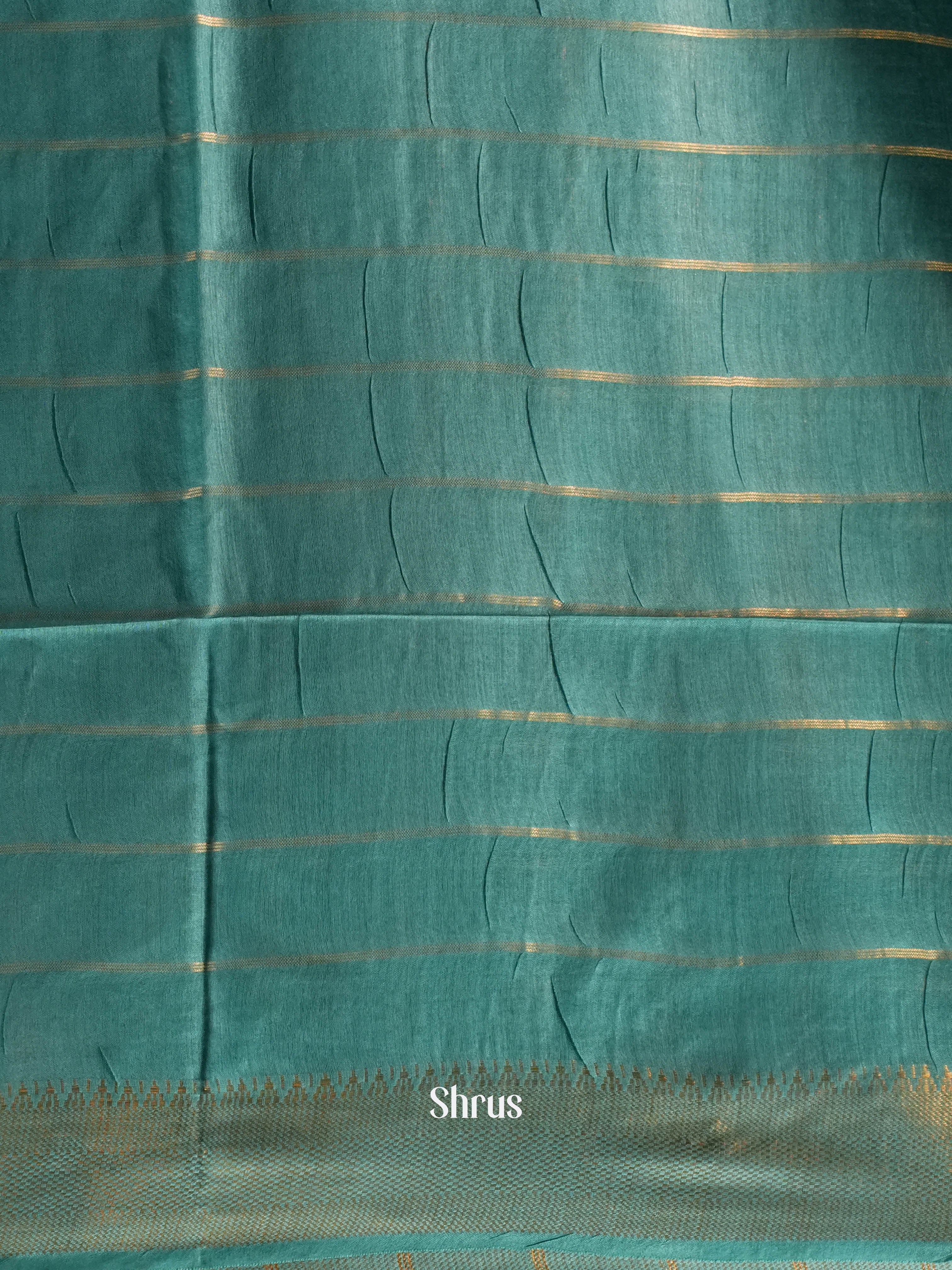 Purple & Teal  - Semi Tussar Saree