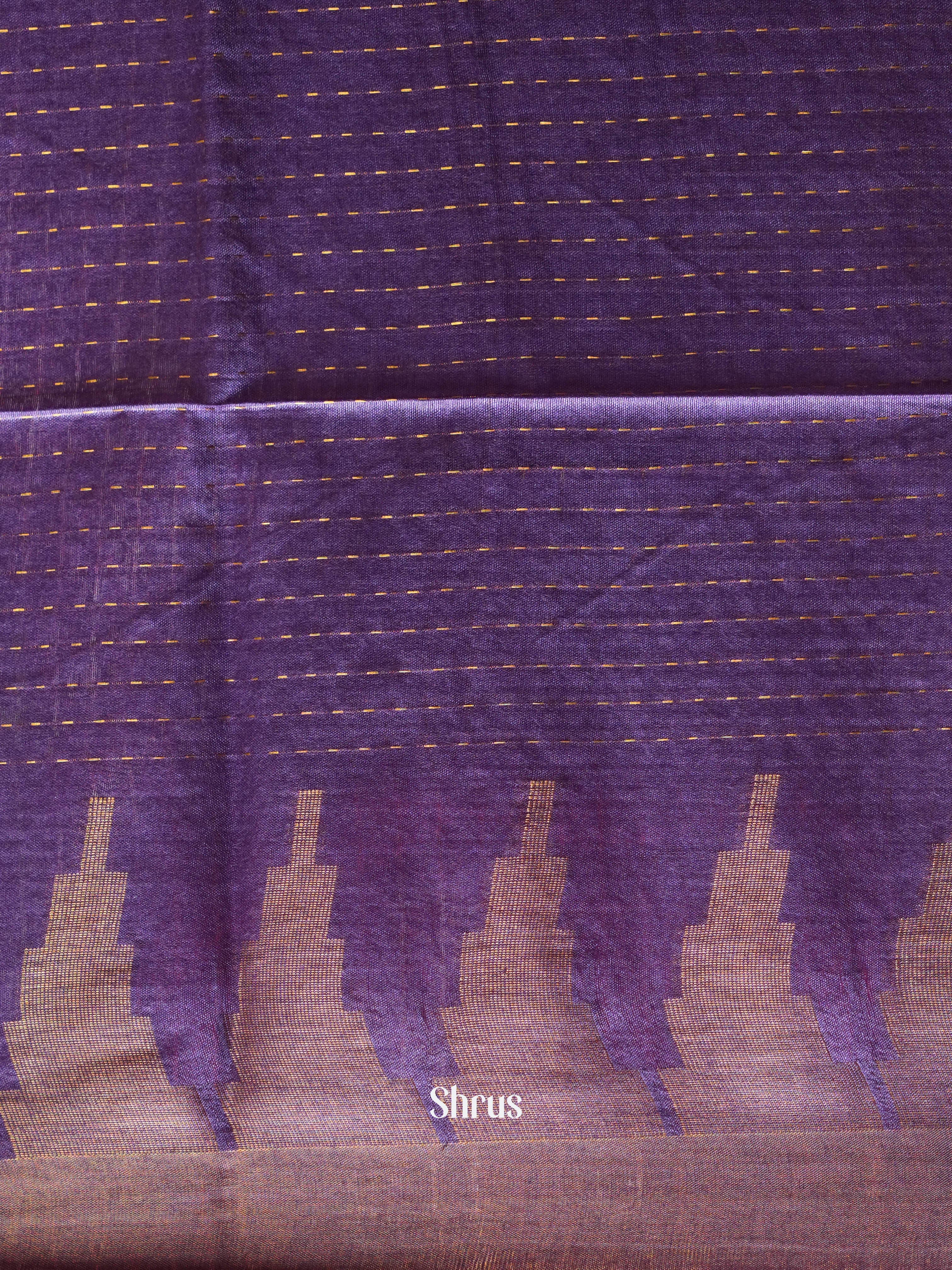 Brown & Purple - Semi Tussar Saree