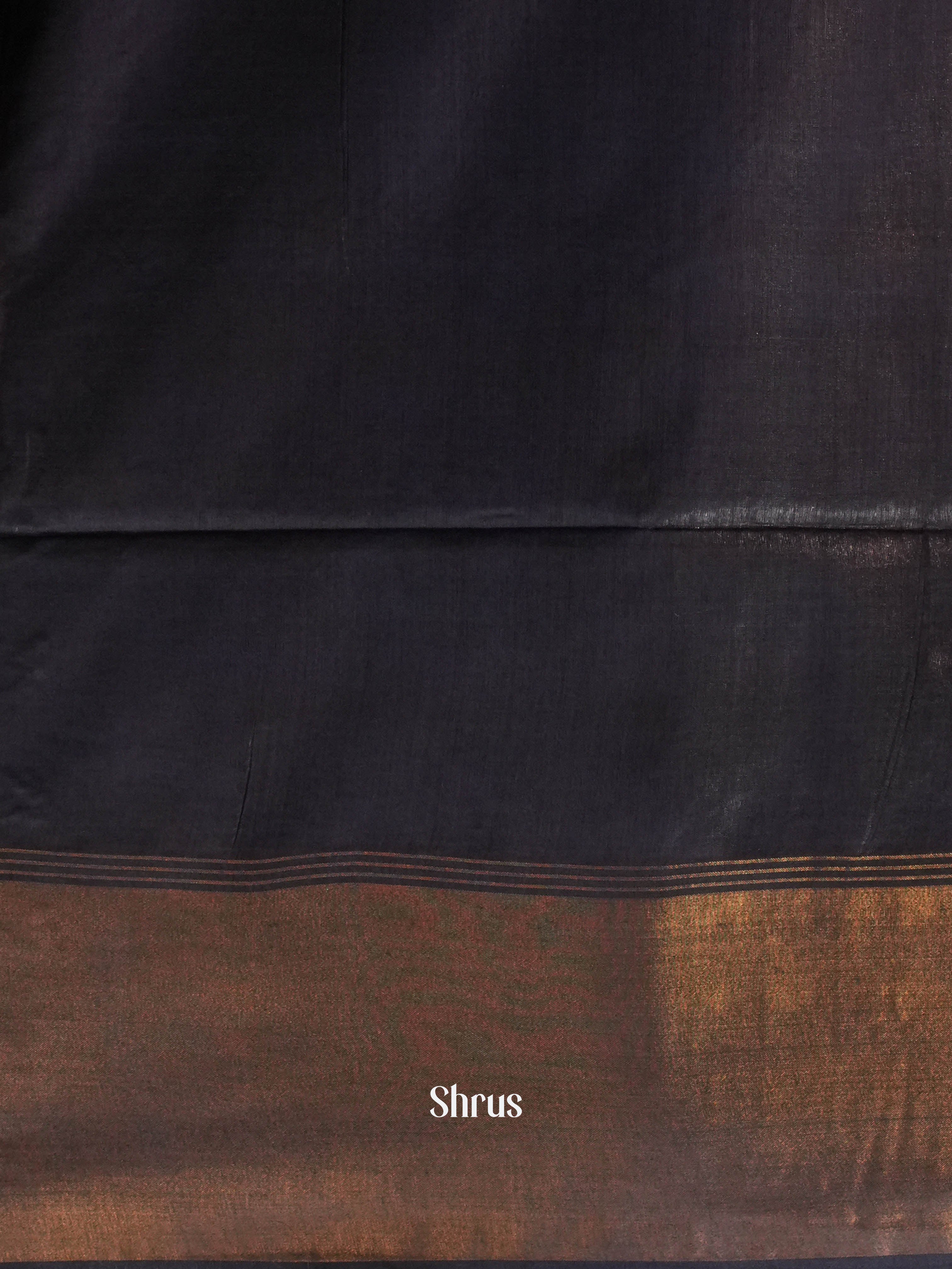 Brown  & Navy Blue - Semi Tussar Saree