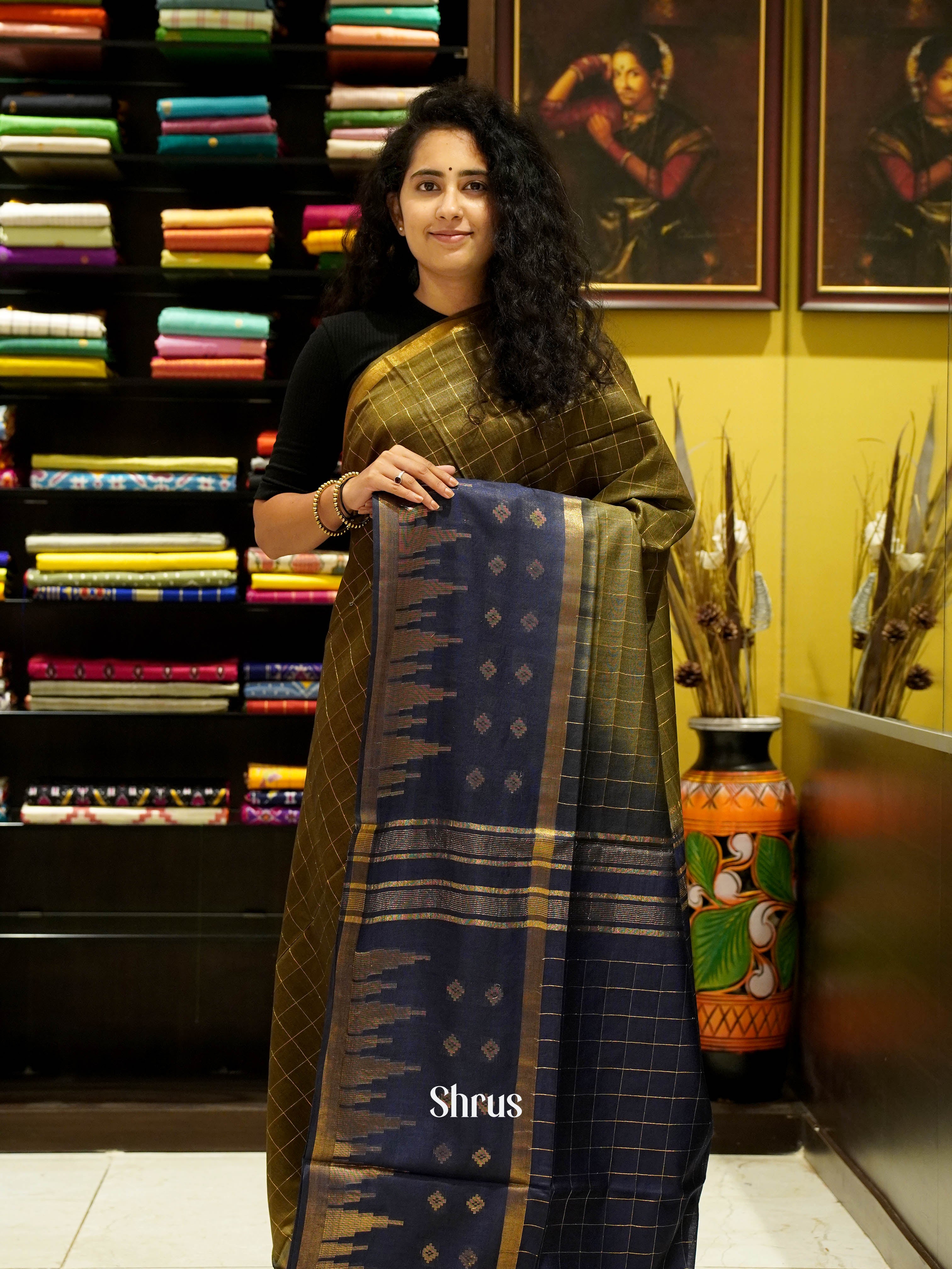 Green & Blue- Semi Tussar Saree