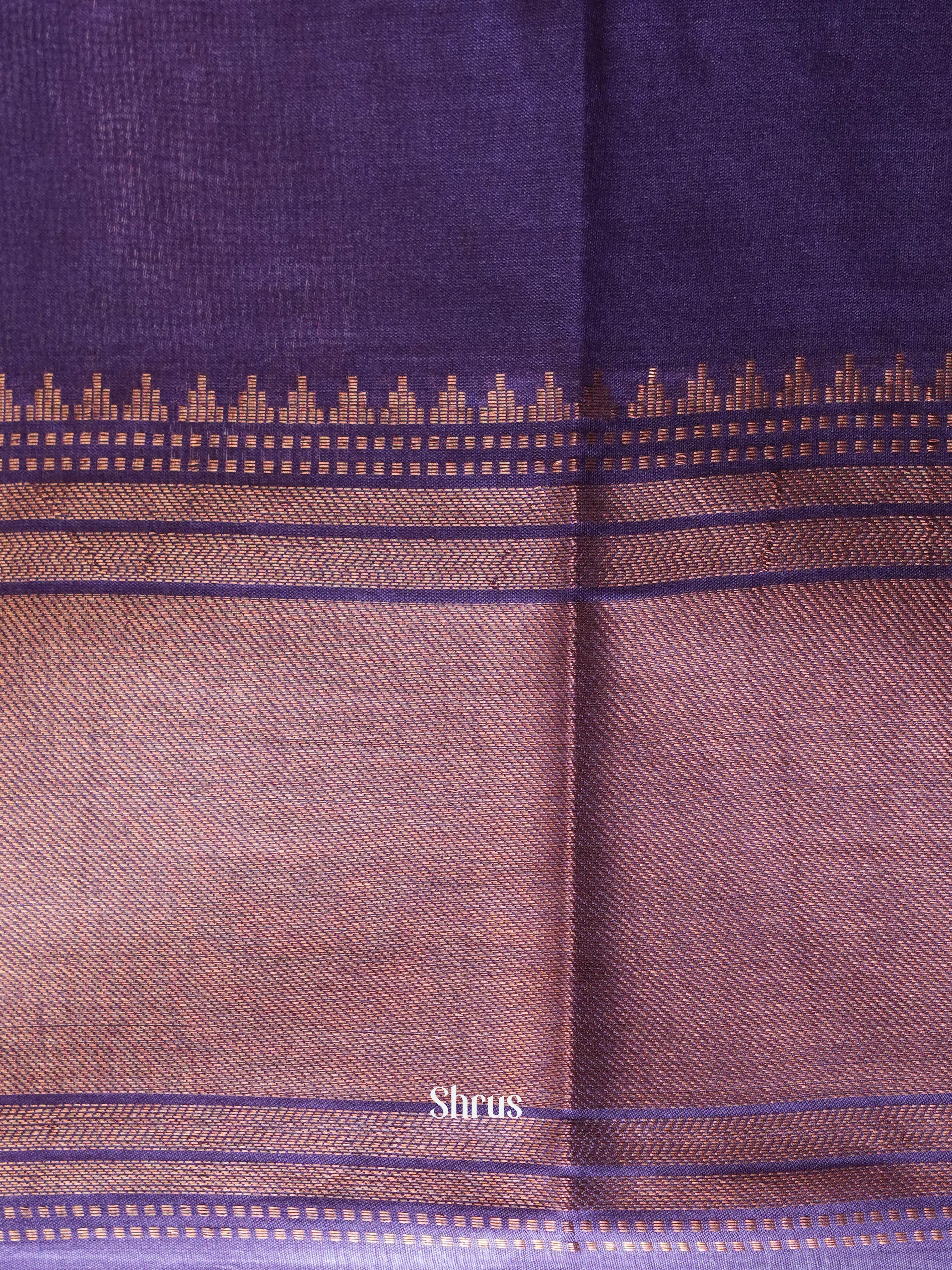 Grey & Purple - Semi Tussar Saree