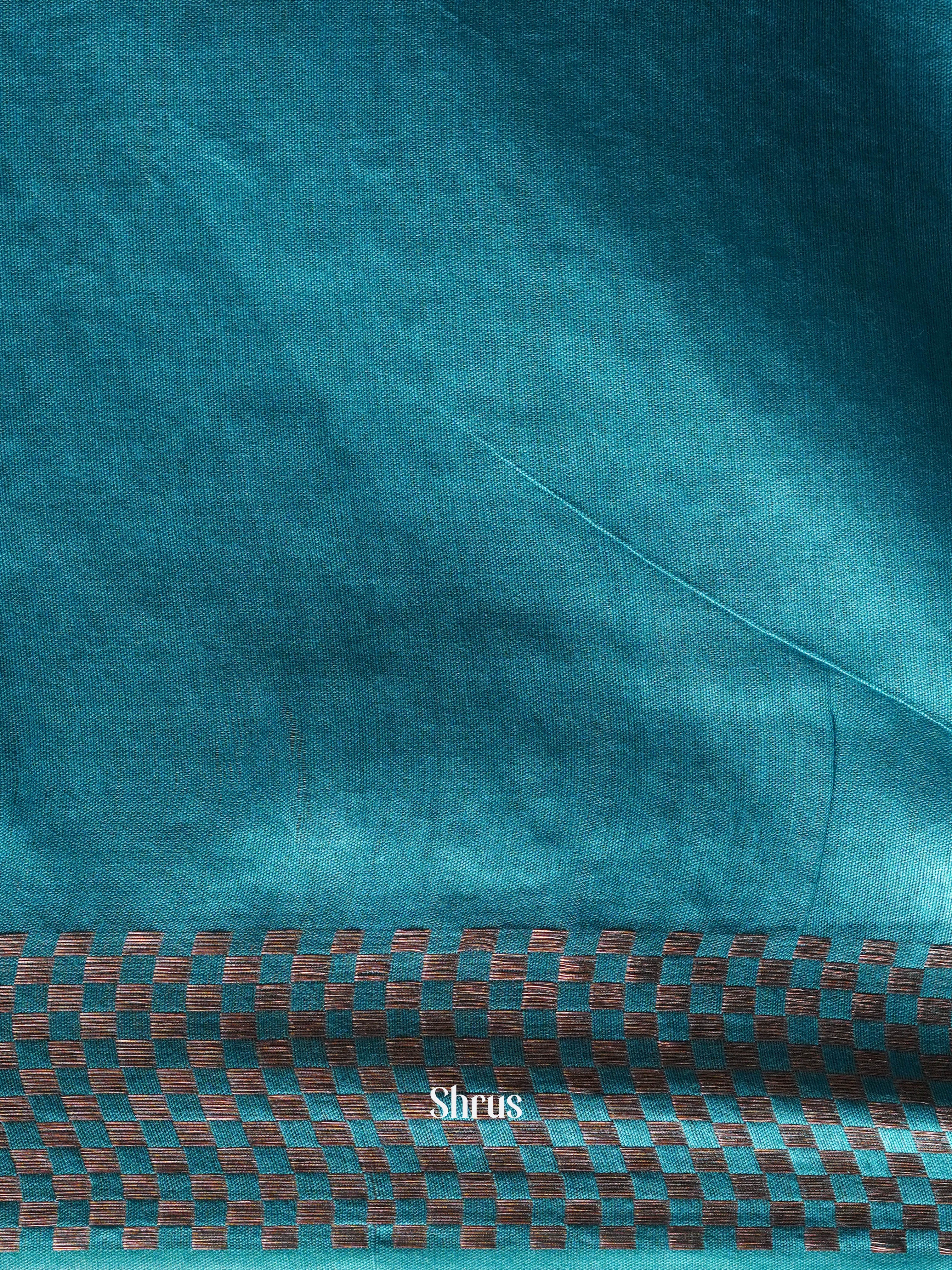 Purple & Teal - Semi Tussar Saree