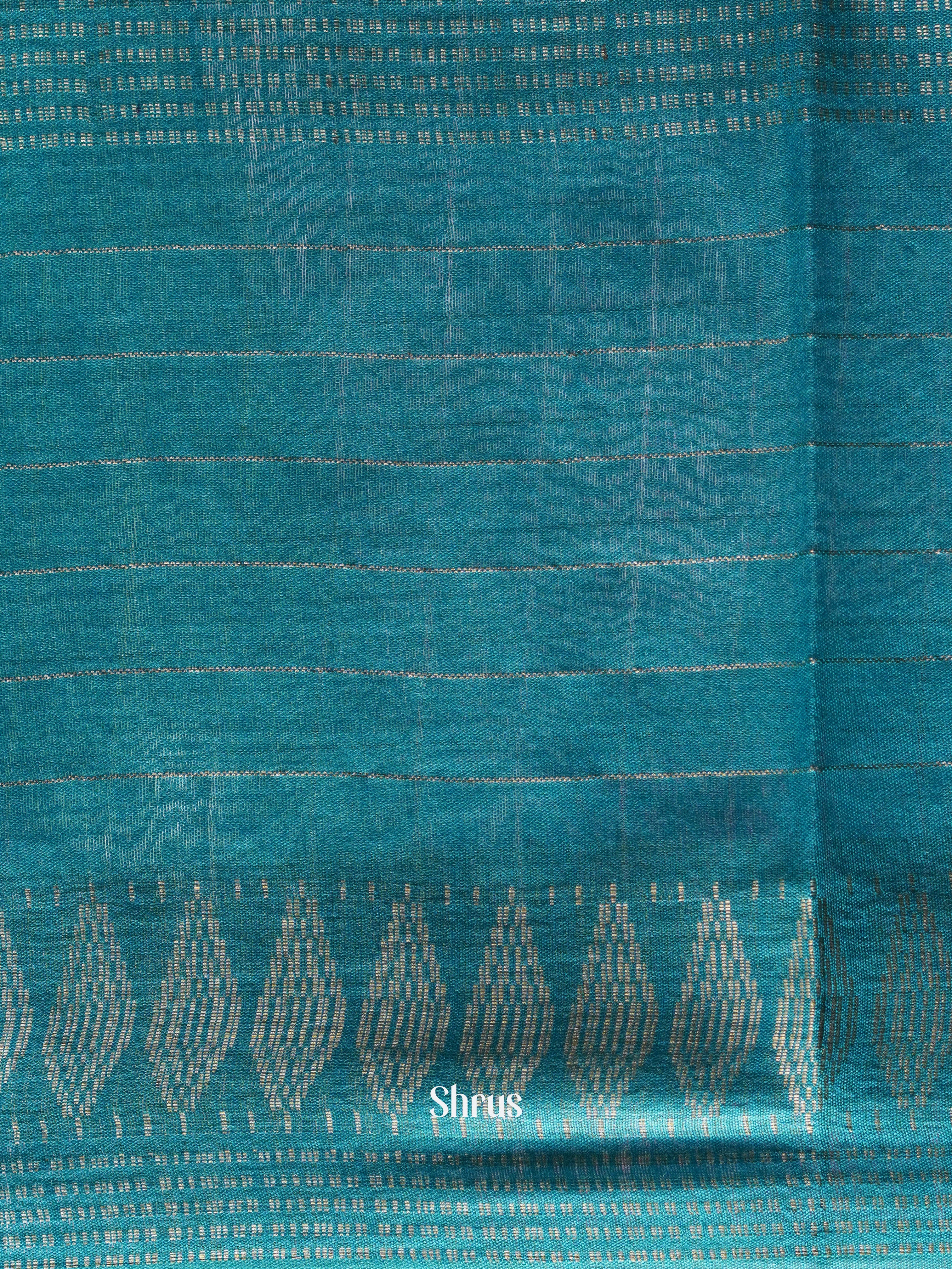 Purple  & Teal - Semi Tussar Saree