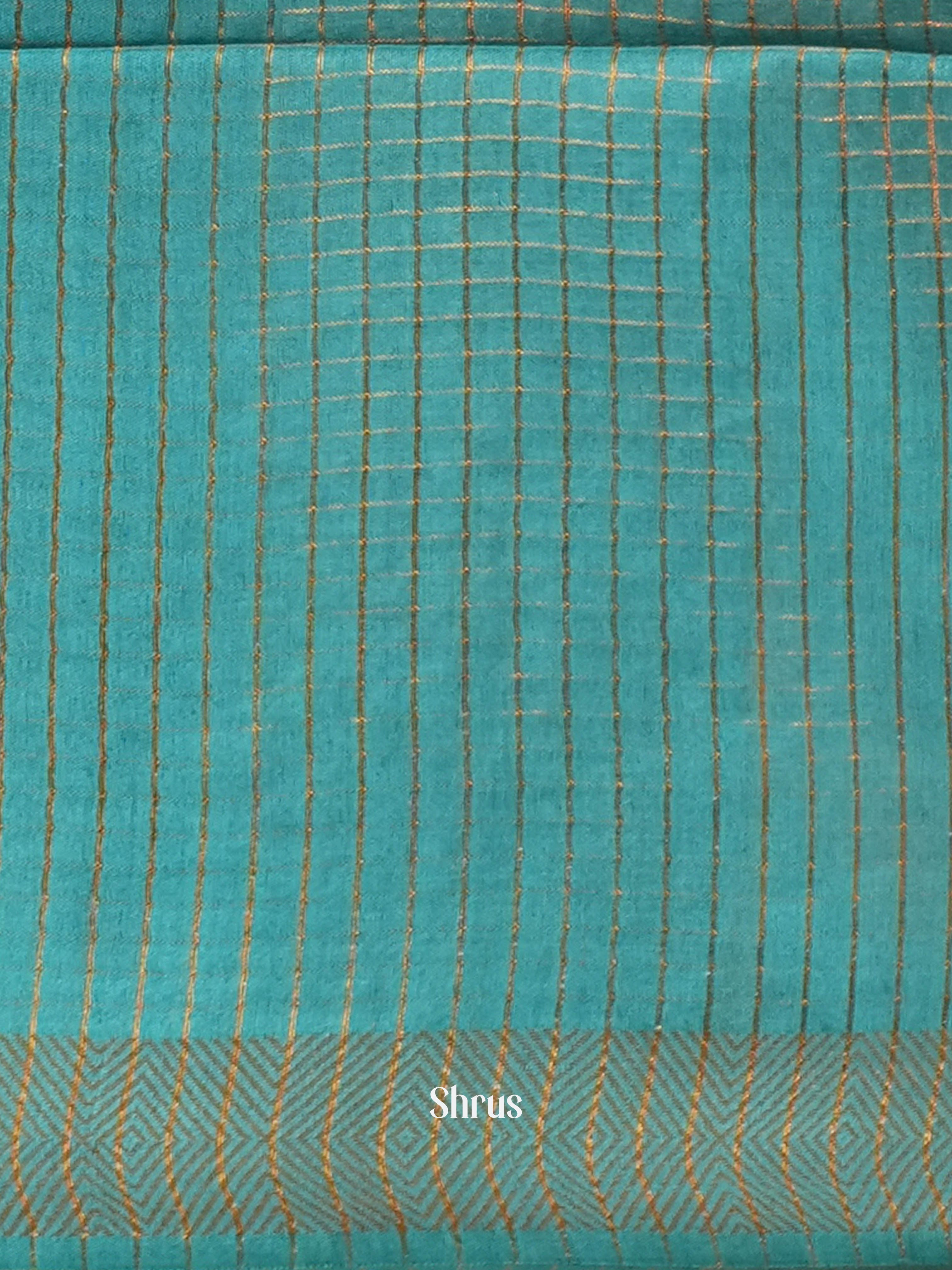 Maroon & Teal - Semi Tussar Saree