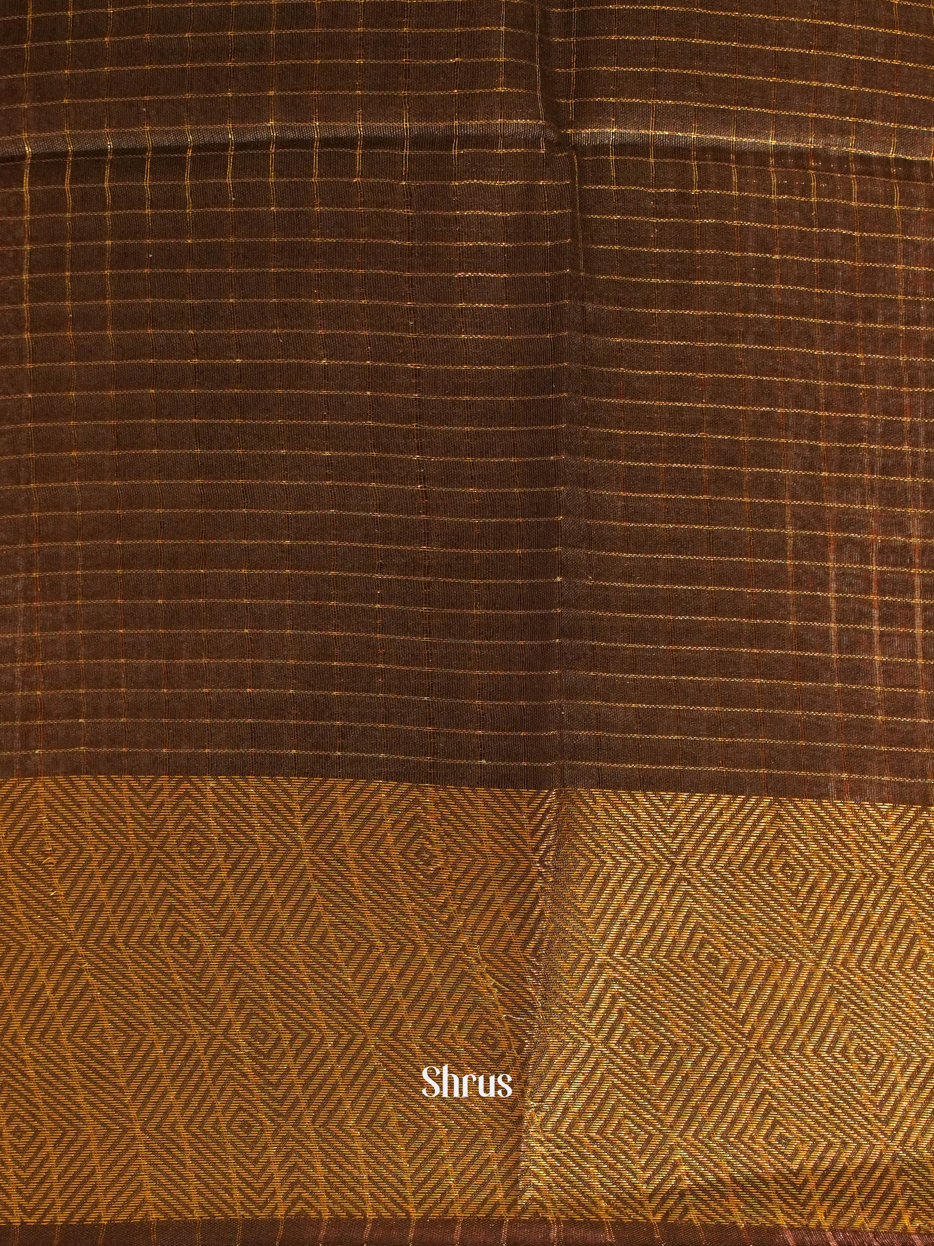 Mehandi & Brown - Semi Tussar Saree