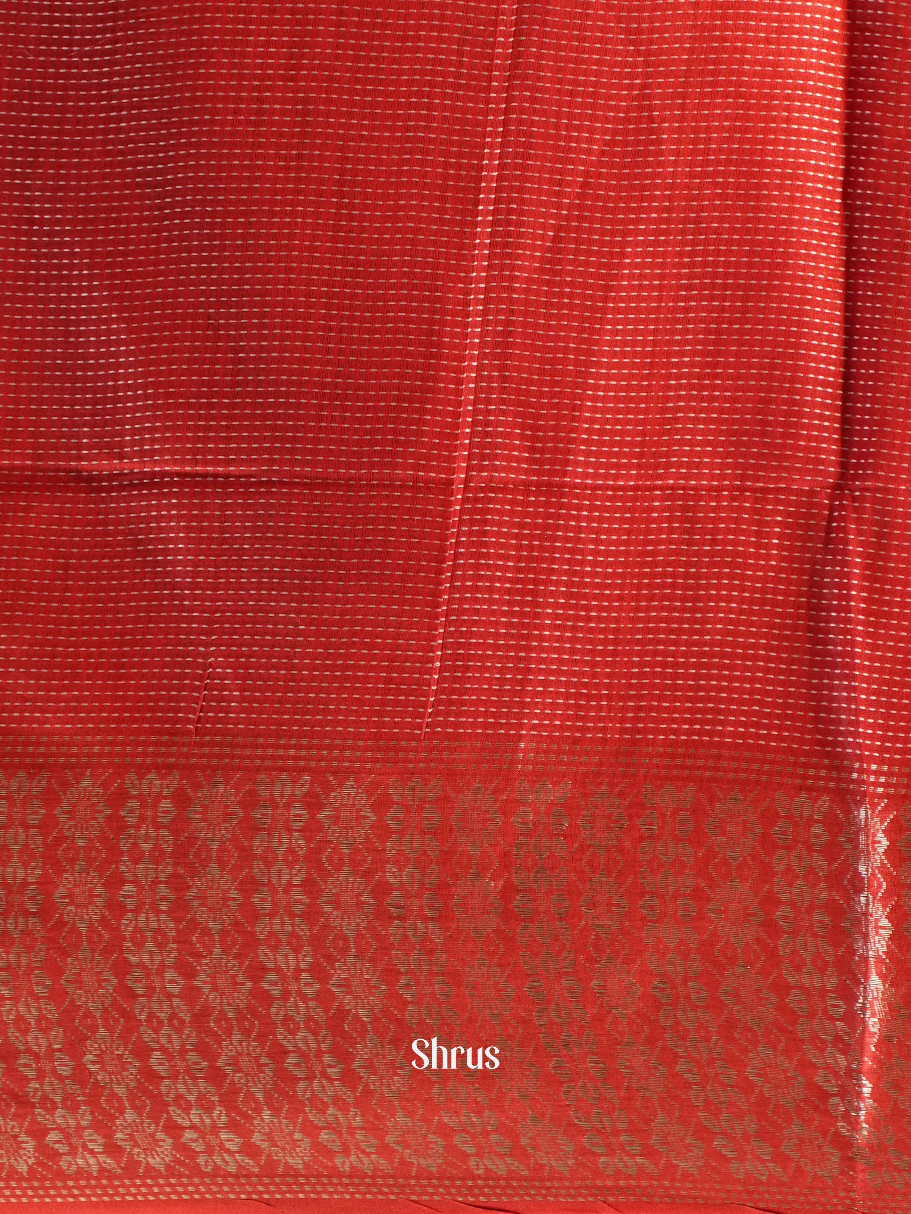 Blue & Red - Semi Tussar Saree