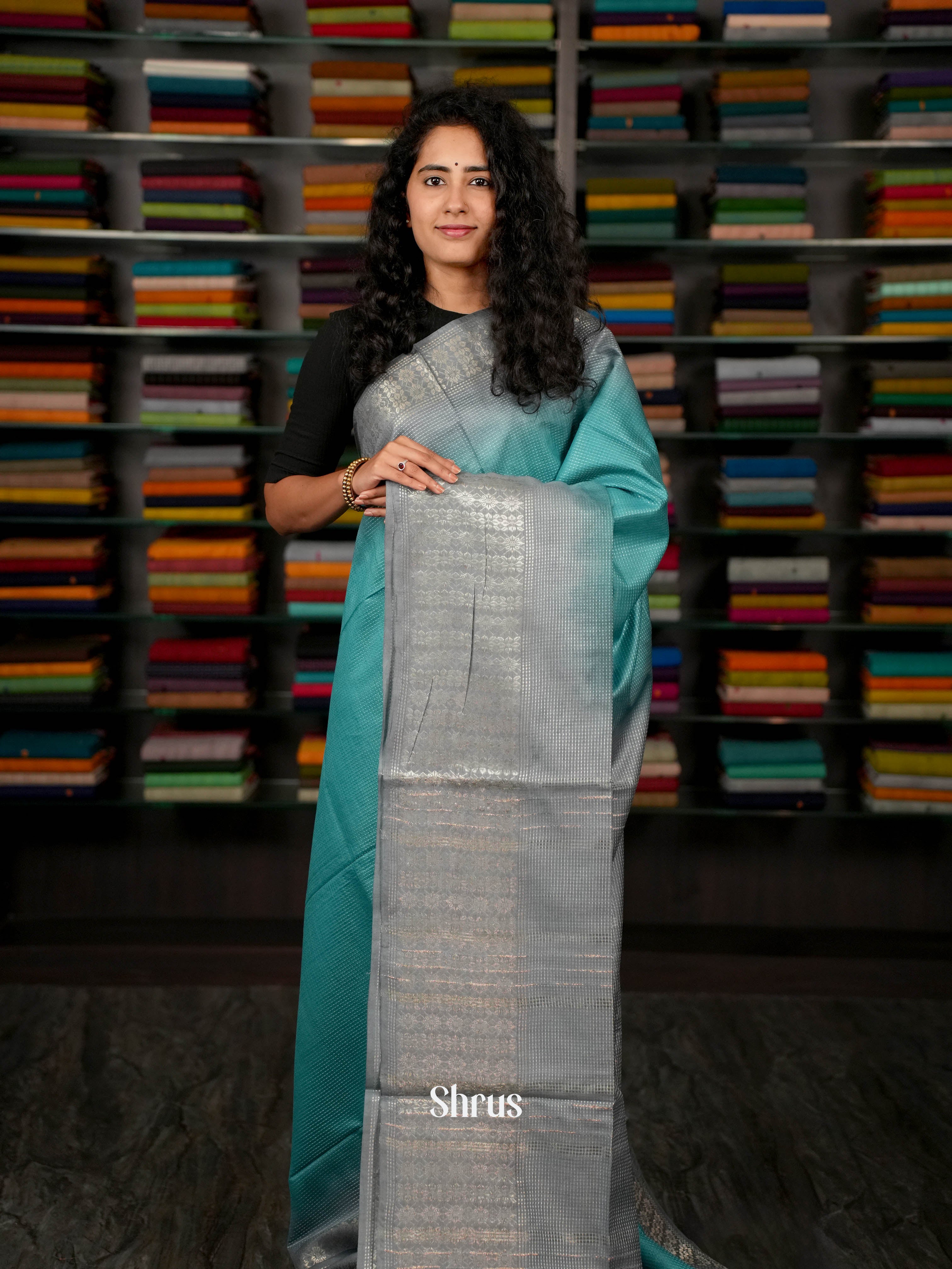 Blue & Grey - Semi Tussar Saree