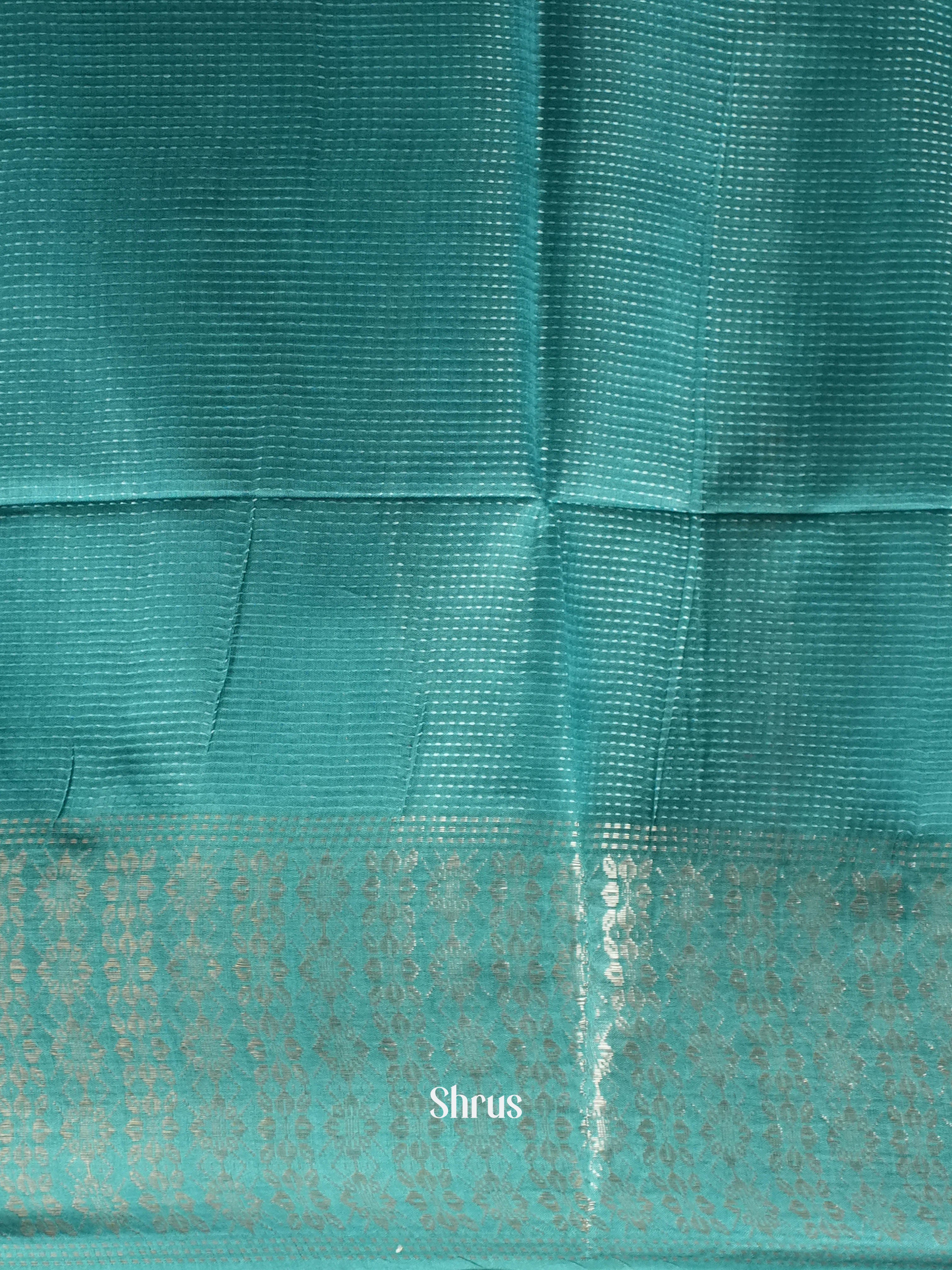 Dark Maroon & Teal blue  - Semi Tussar Saree