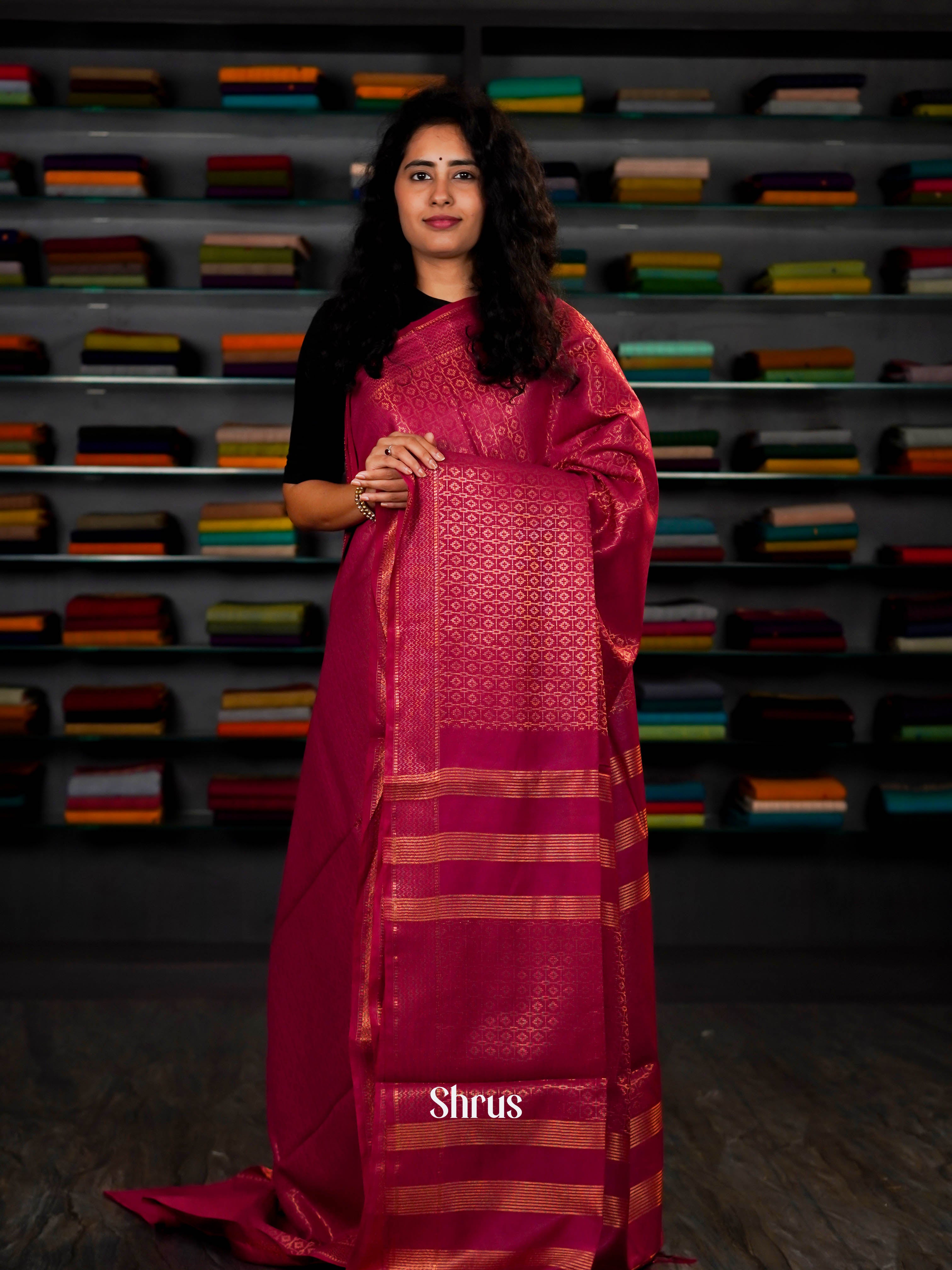 Majenta(single Tone) - Semi Tussar Saree