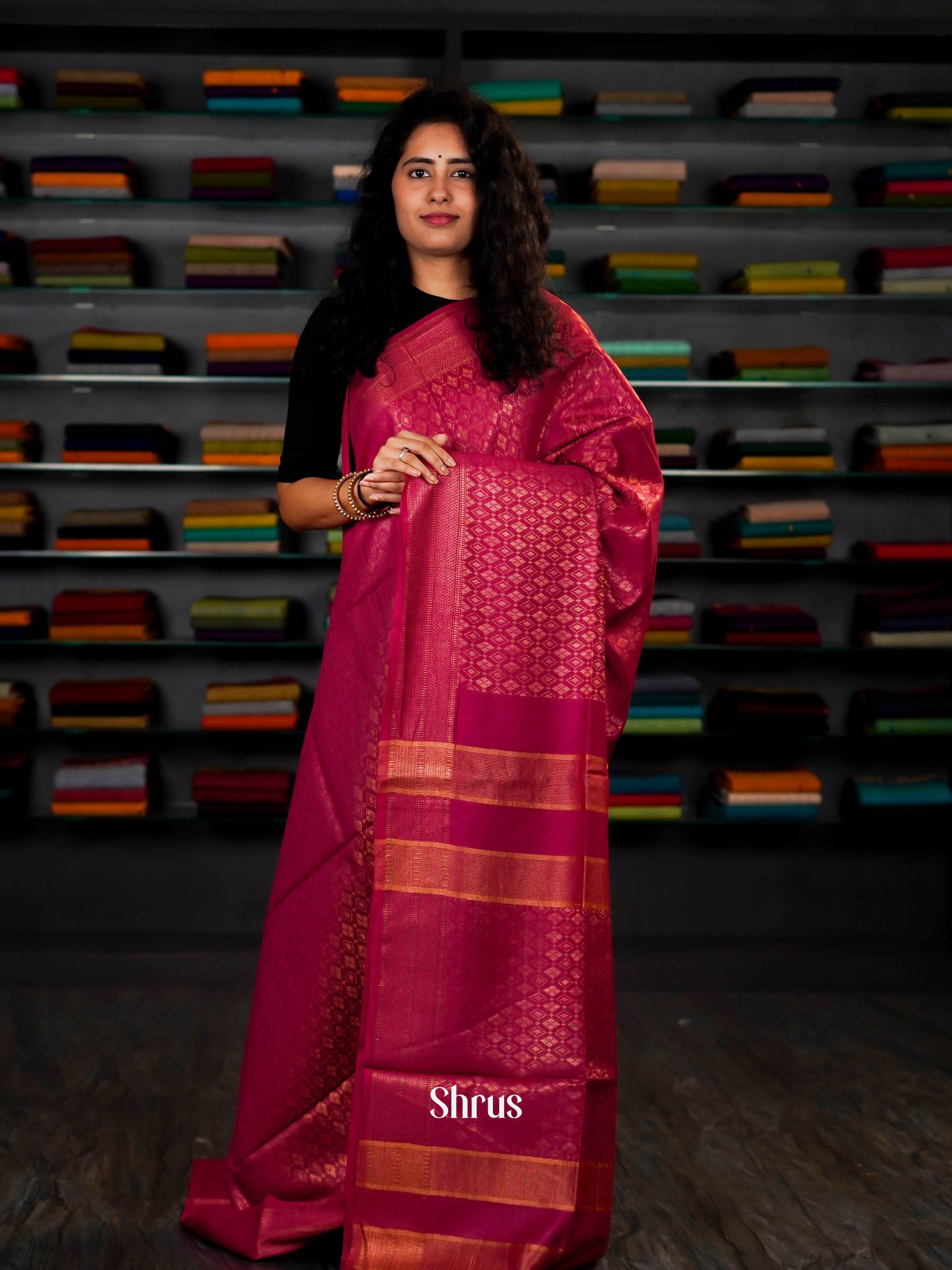 Pink(Single Tone)- Semi Tussar Saree