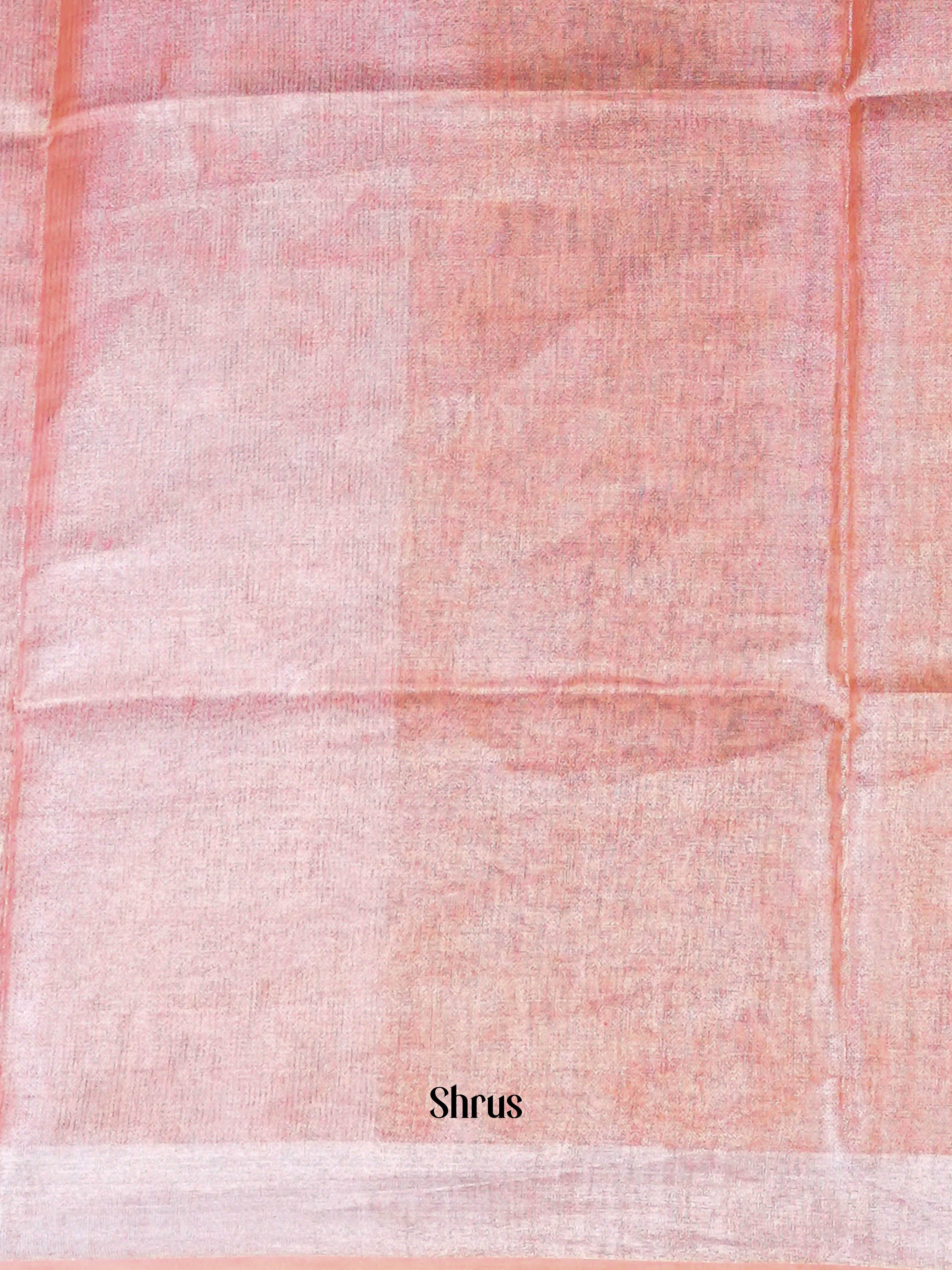 Silverish Cream & Pink   - Linen Saree