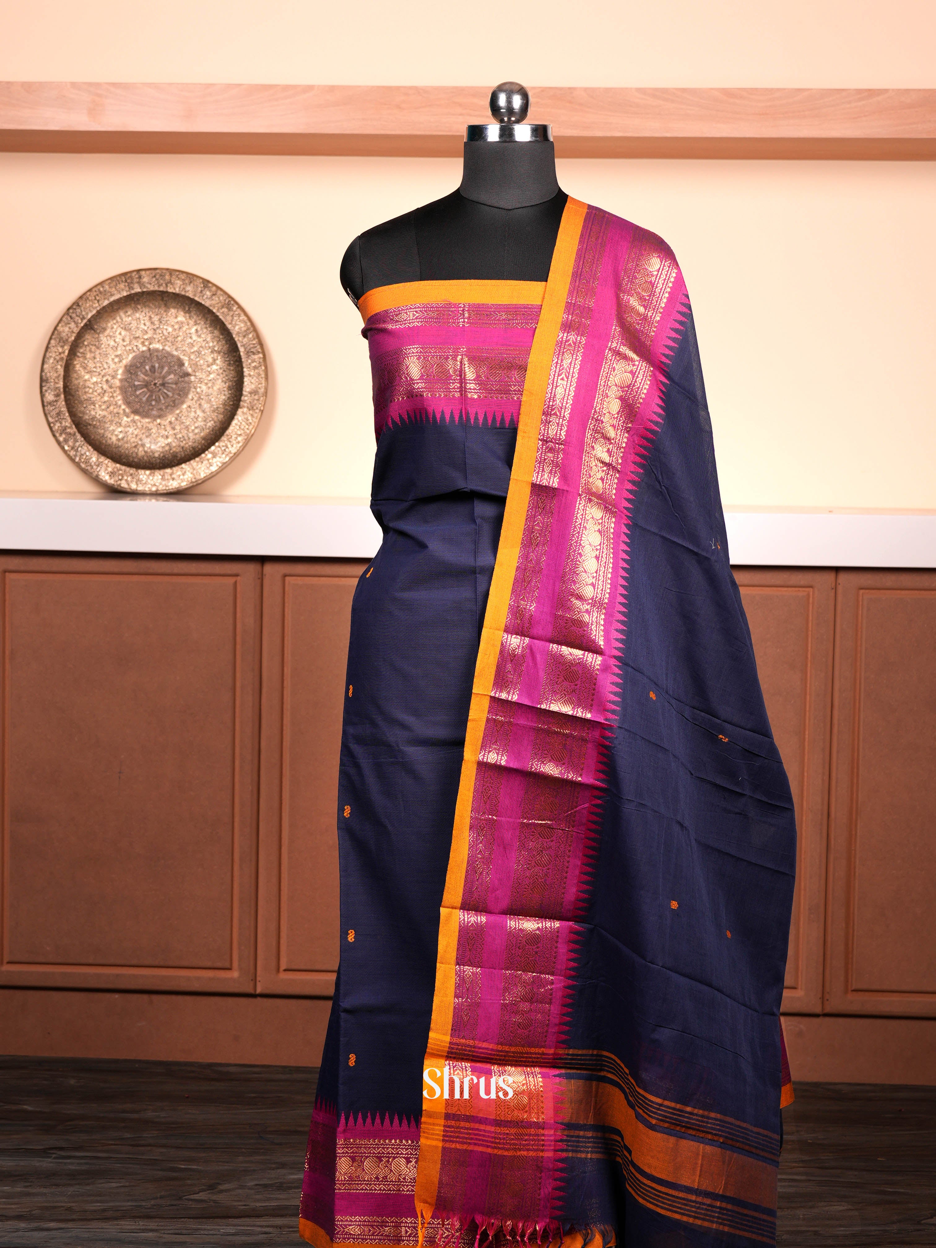 Indigo & Pink  - chettinad top & dupatta combo