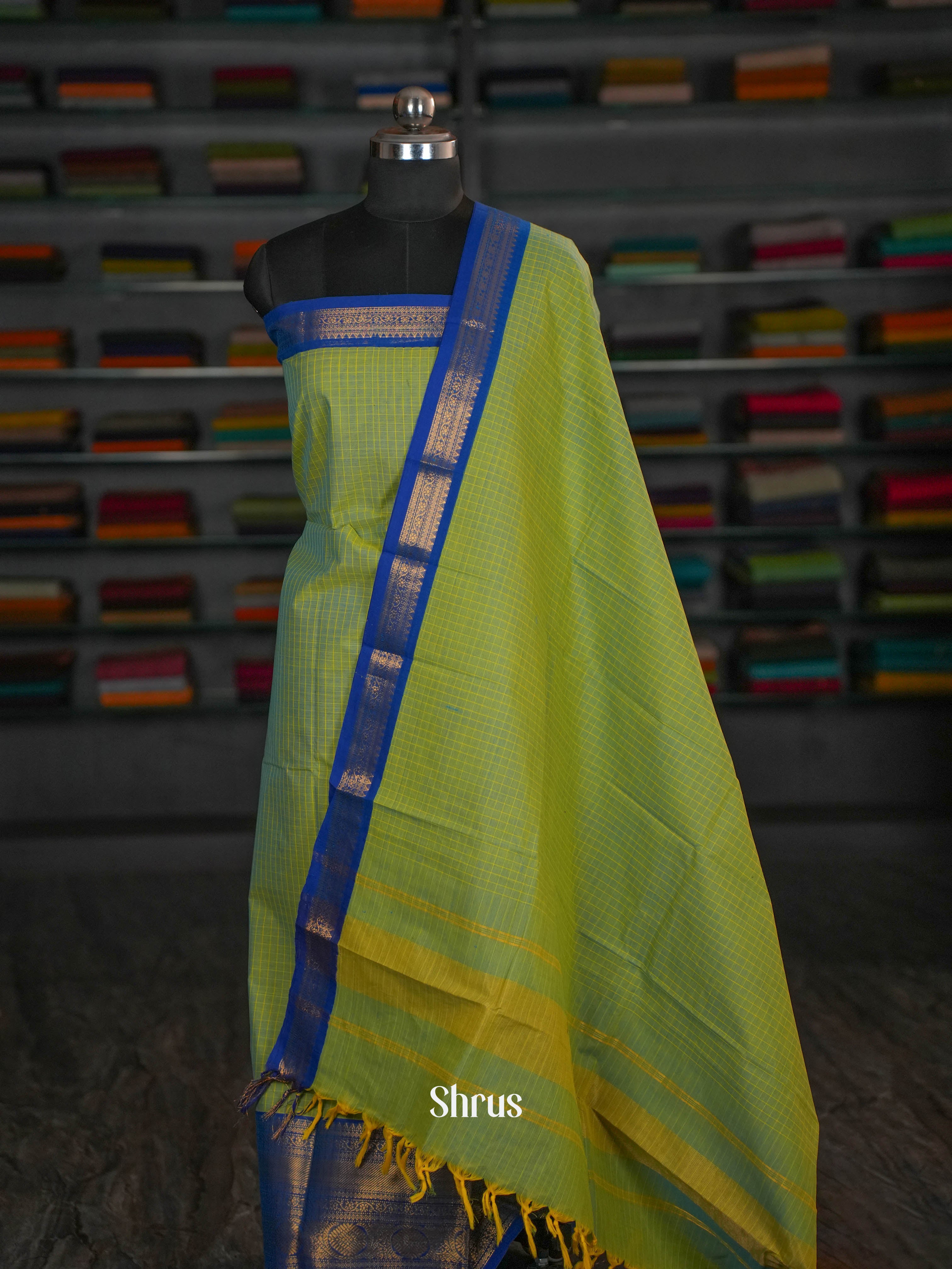 Green & Blue - chettinad top & dupatta combo