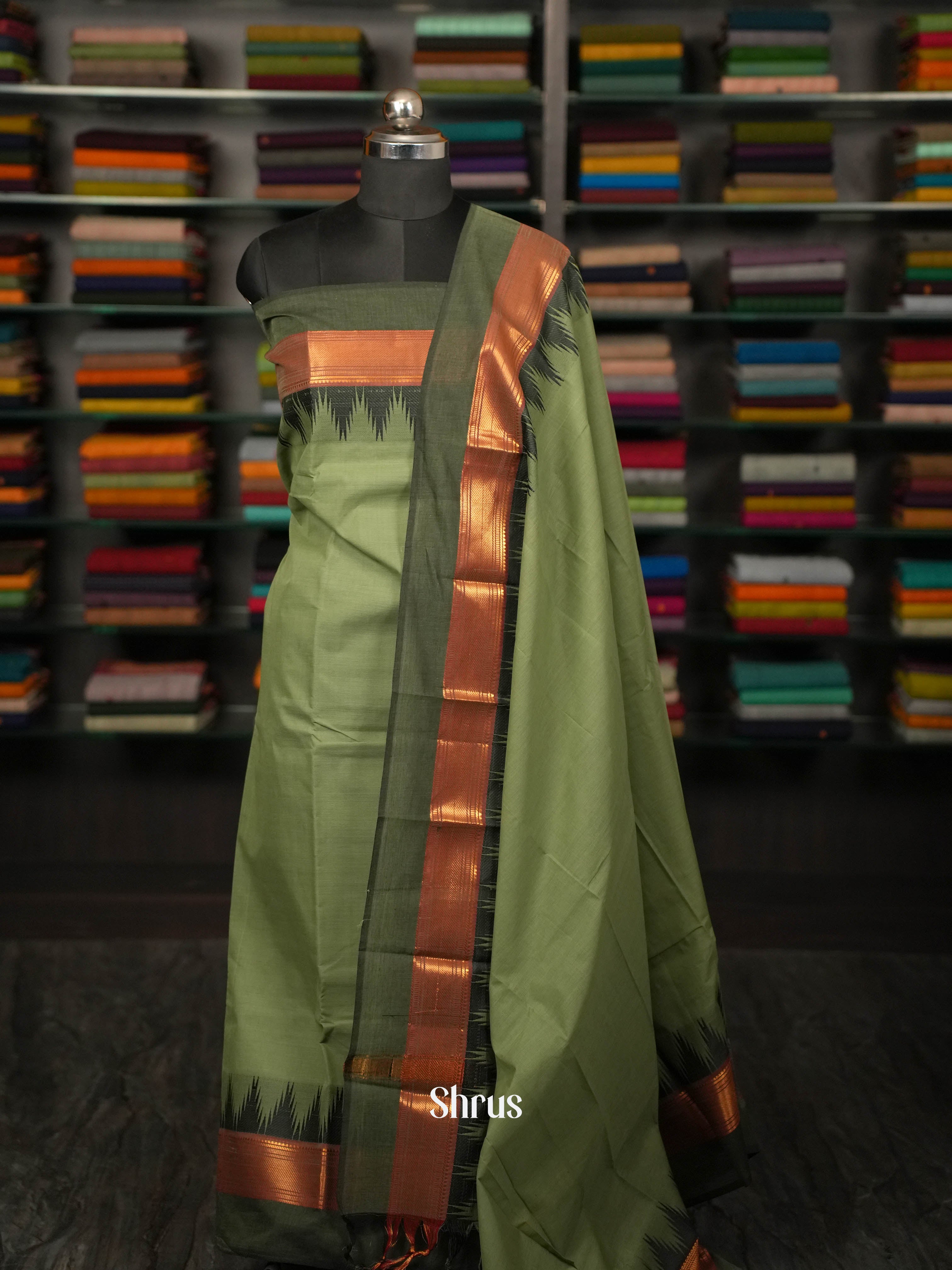 Green - chettinad top & dupatta combo