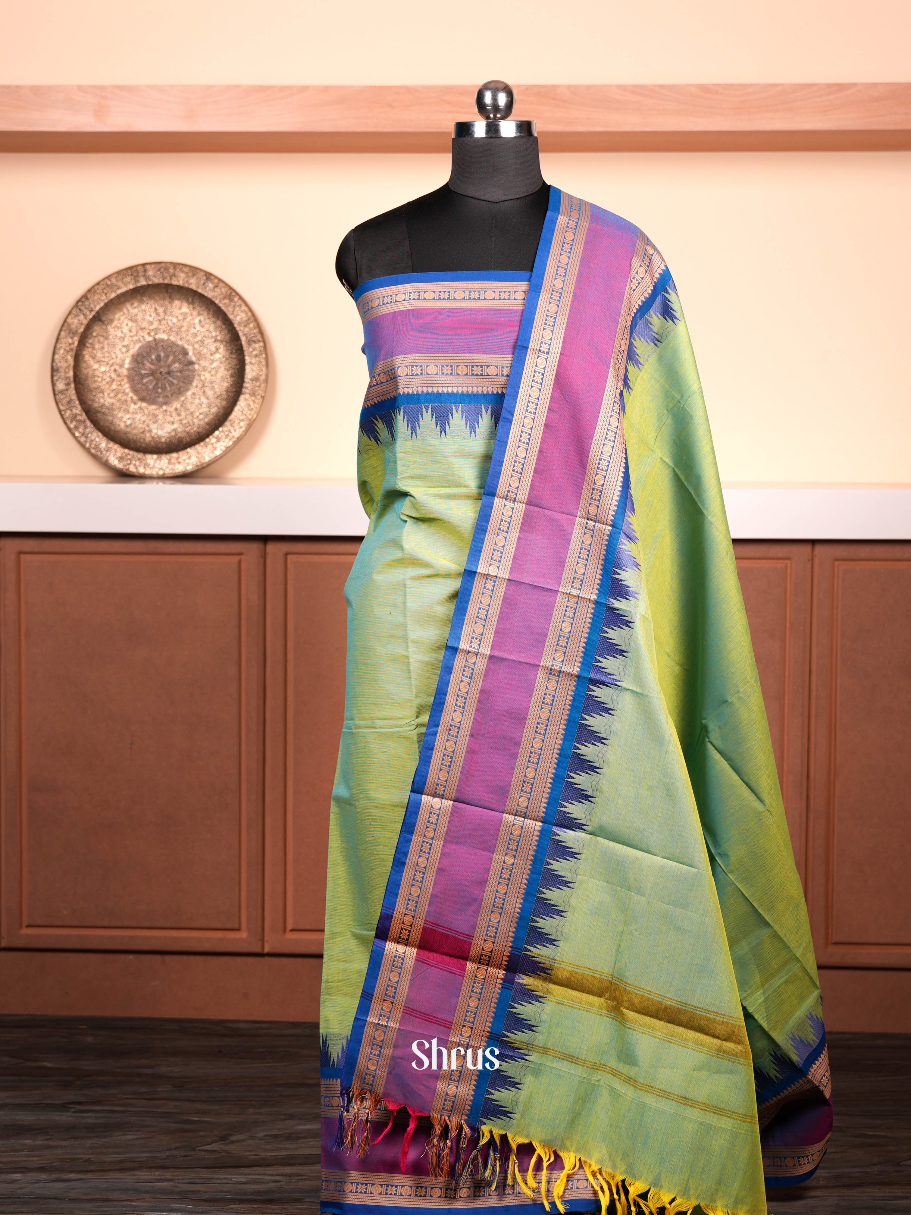 Greenish Blue  - chettinad top & dupatta combo