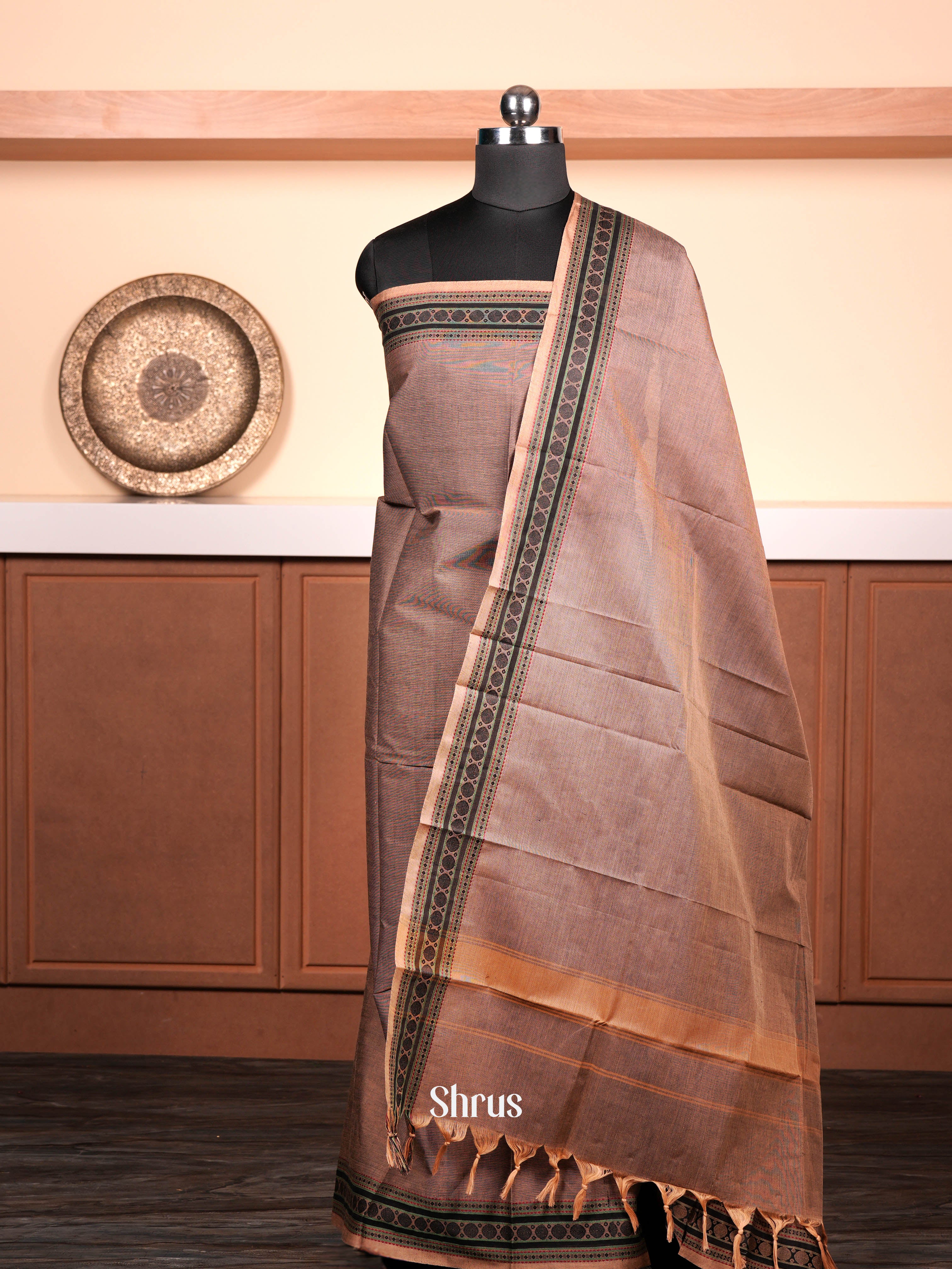 Brown  - chettinad top & dupatta combo