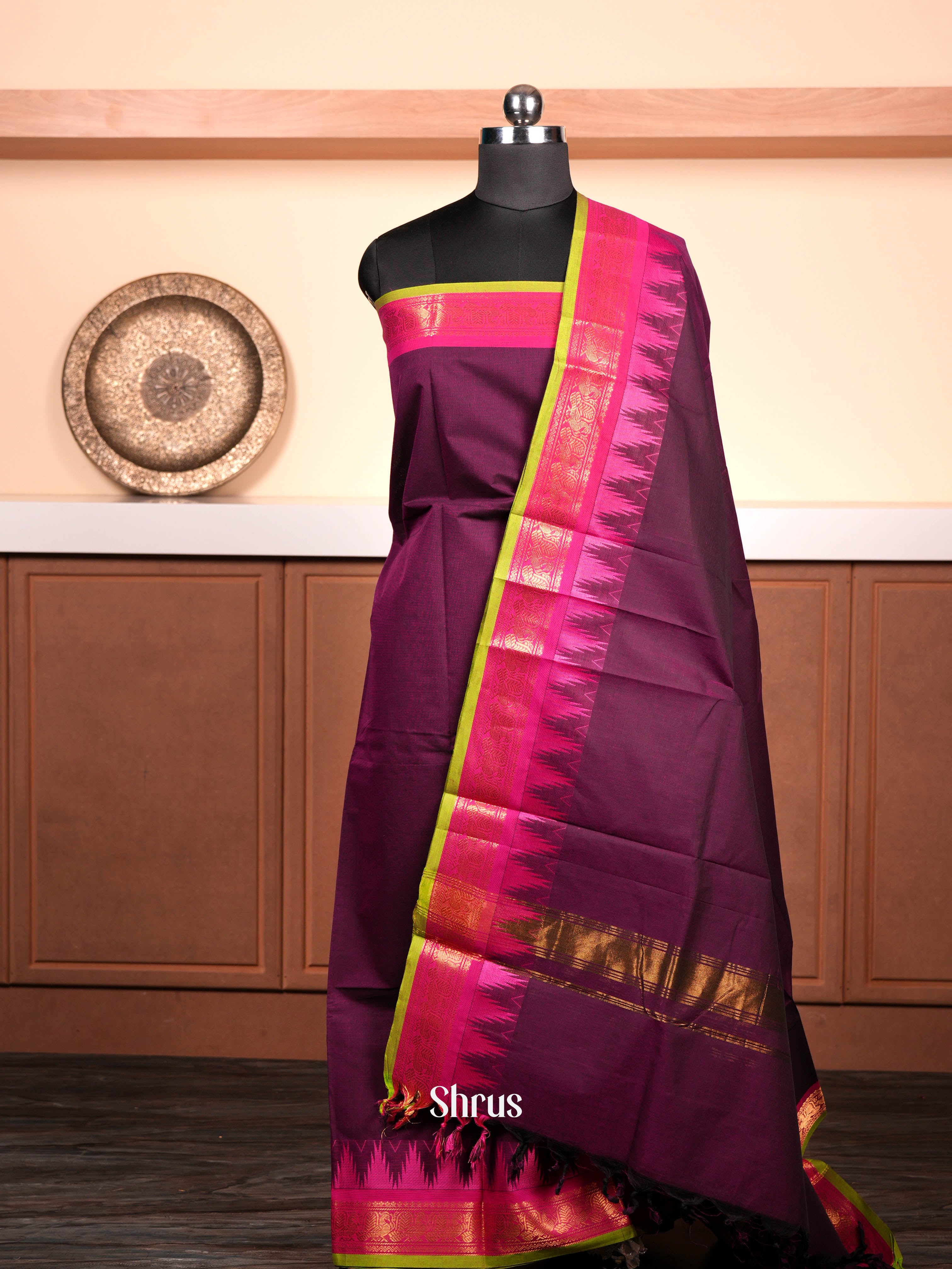 Magenta & Pink  - chettinad top & dupatta combo