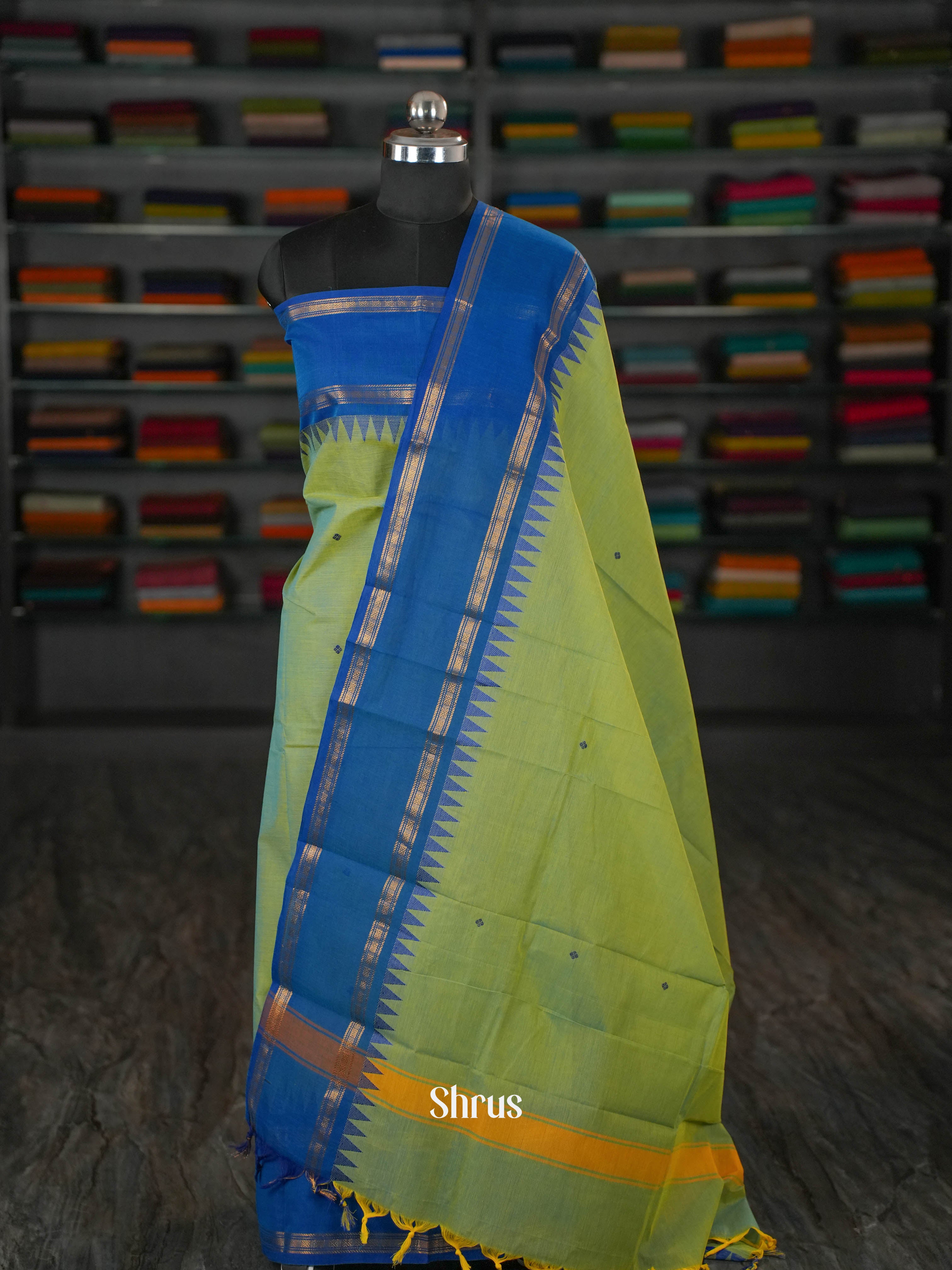 Green & Blue - chettinad top & dupatta combo