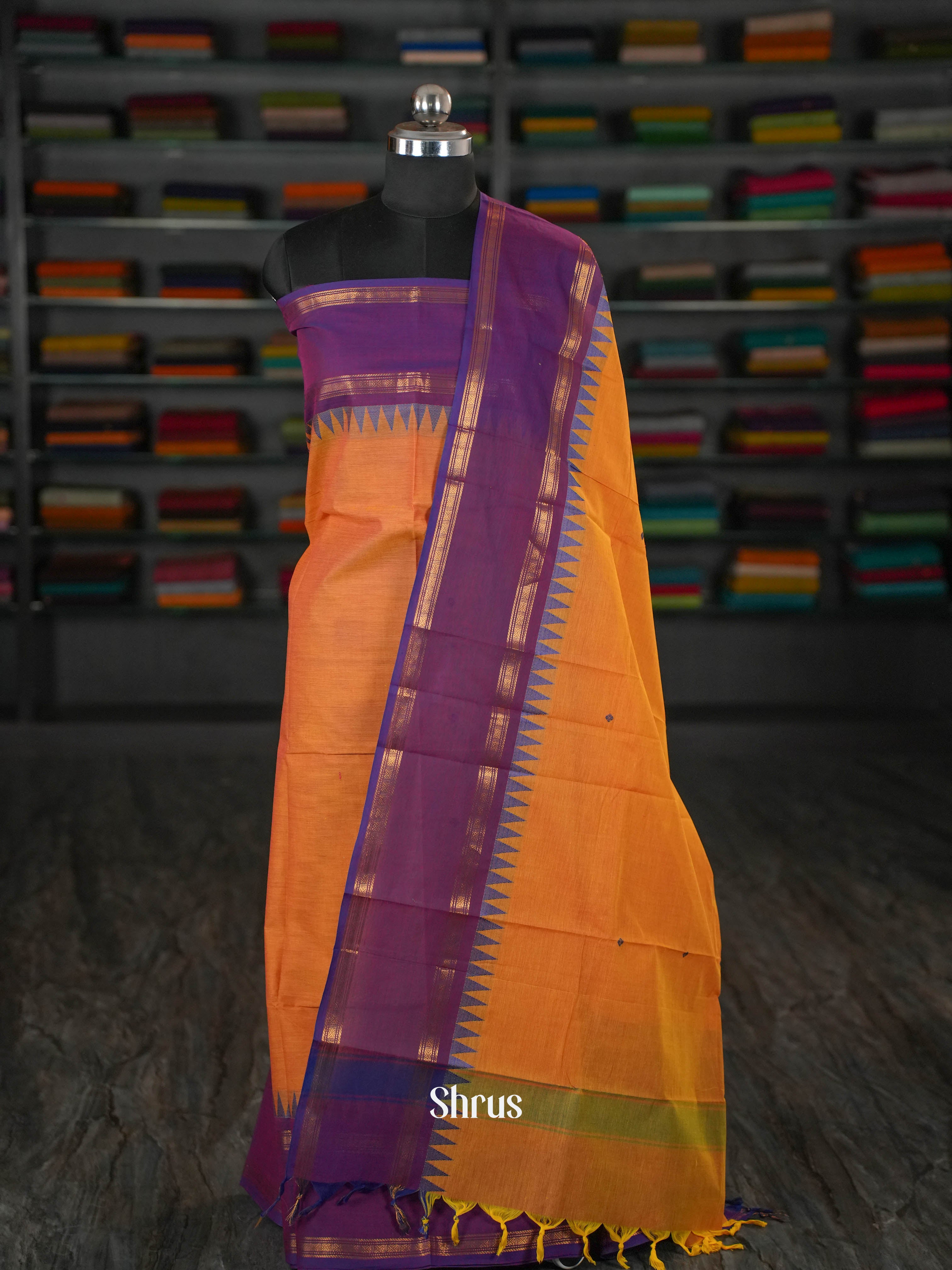 Orange & Violet - chettinad top & dupatta combo