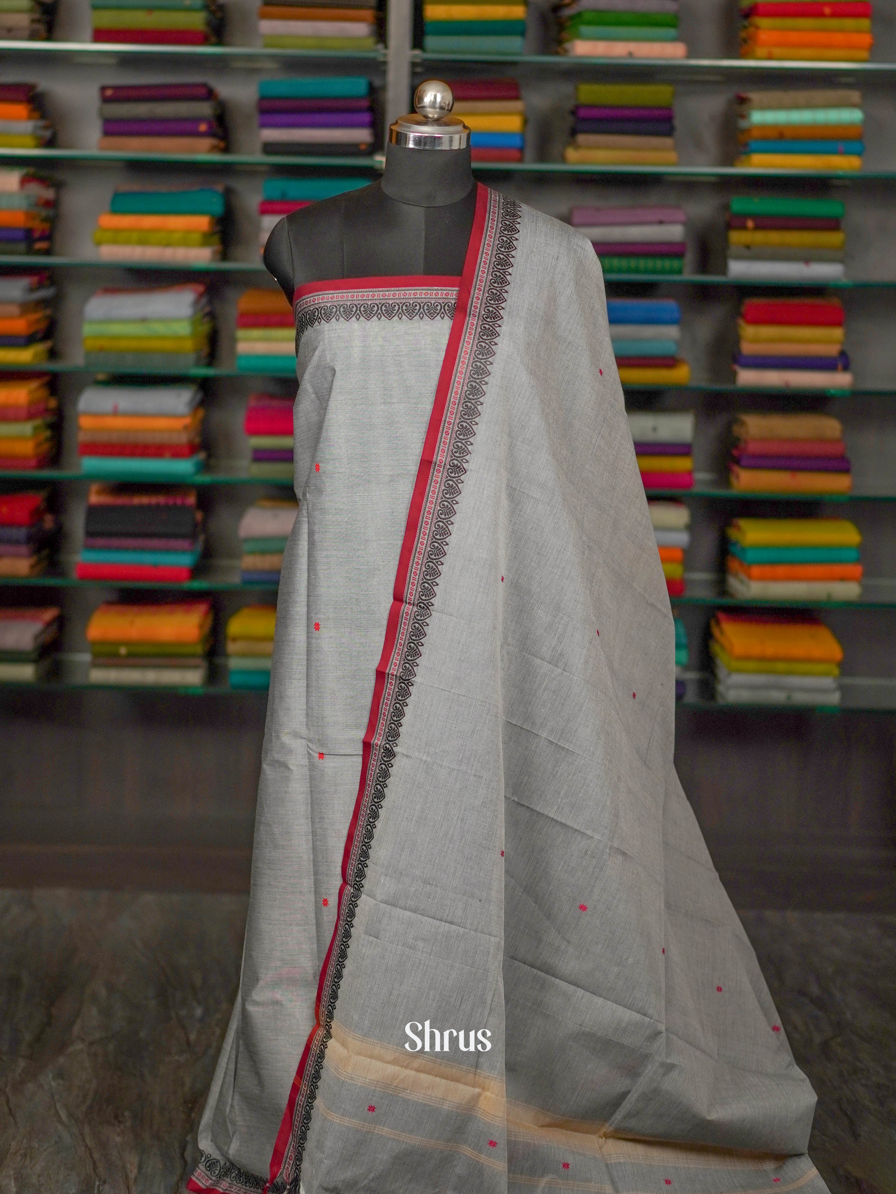 Ash & Maroon  - chettinad top & dupatta combo