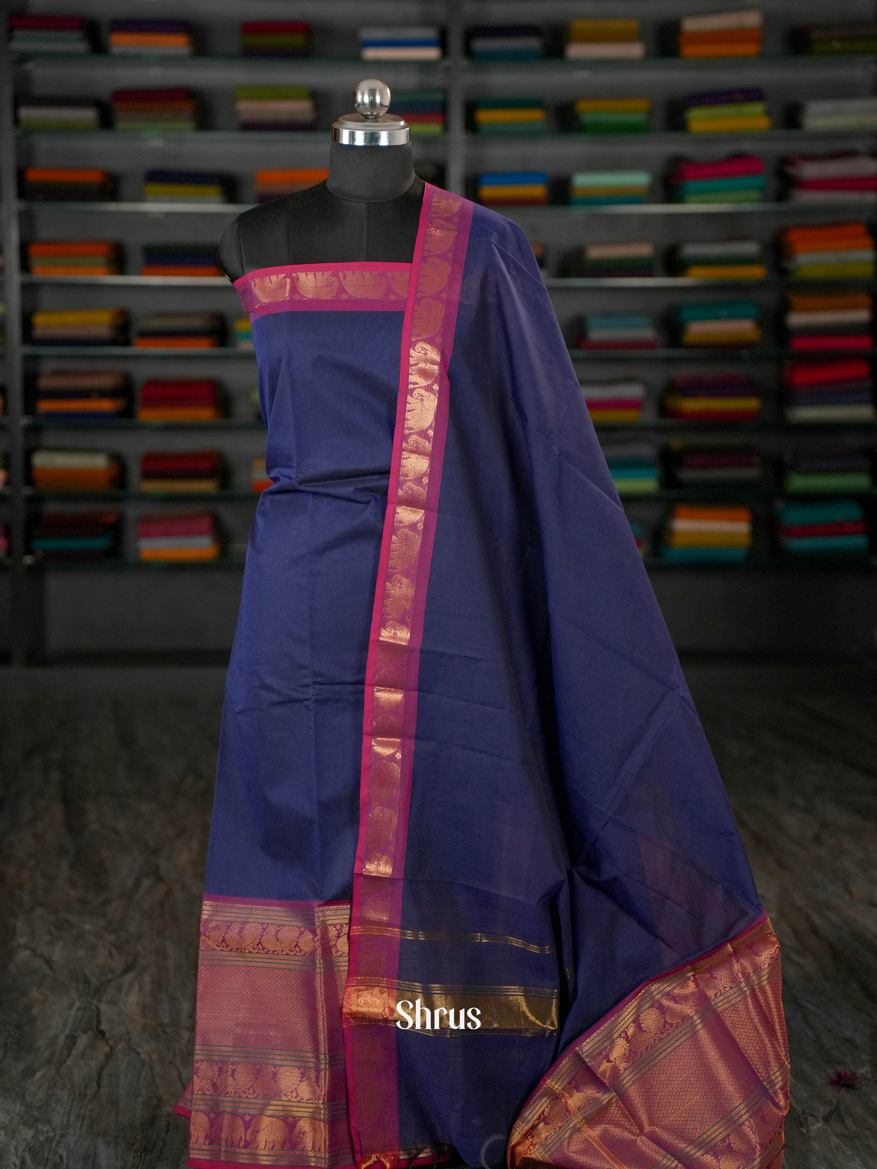 Blue & Pink- chettinad top & dupatta combo