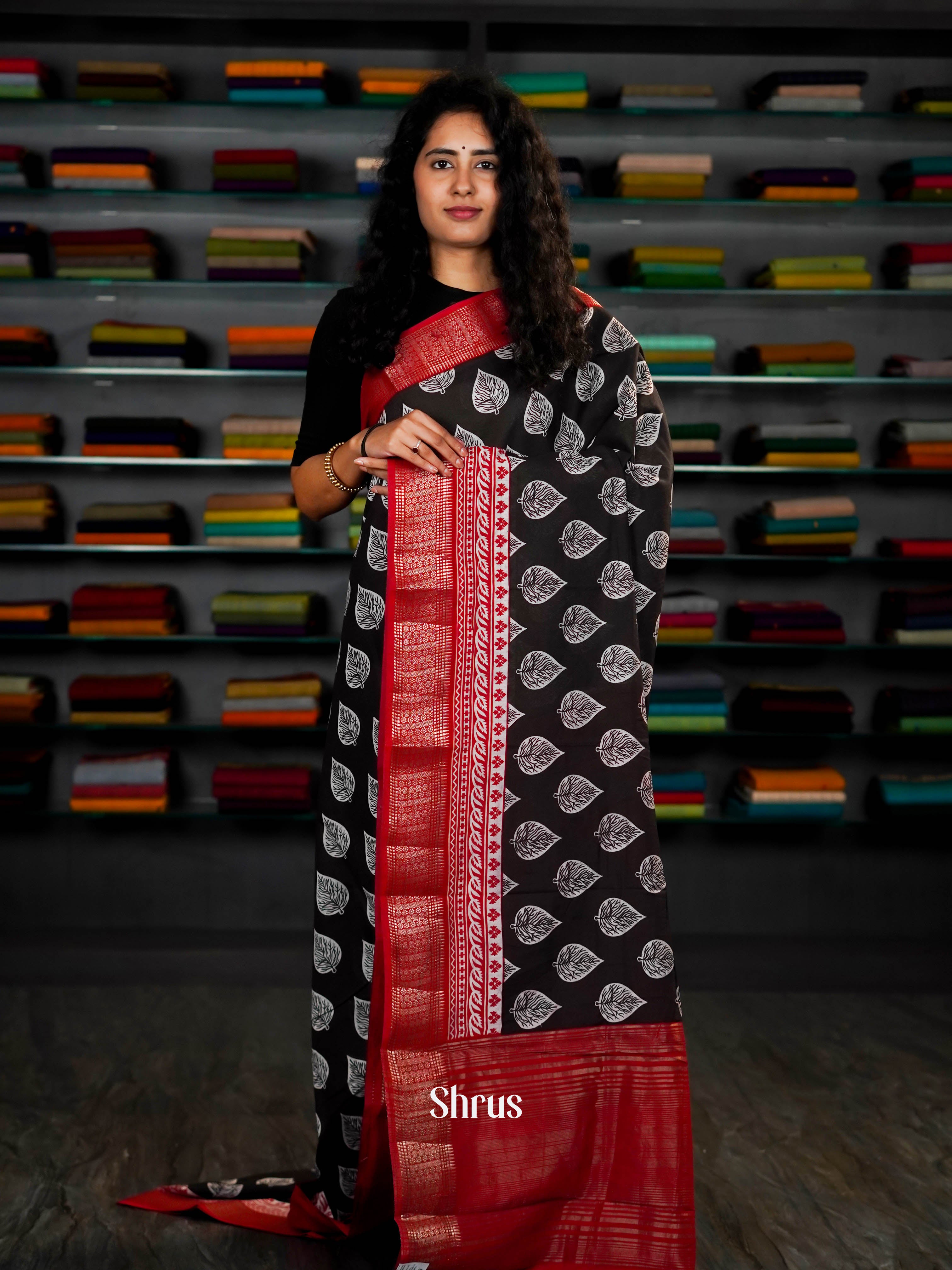 Black & Red  - Art Modal Saree