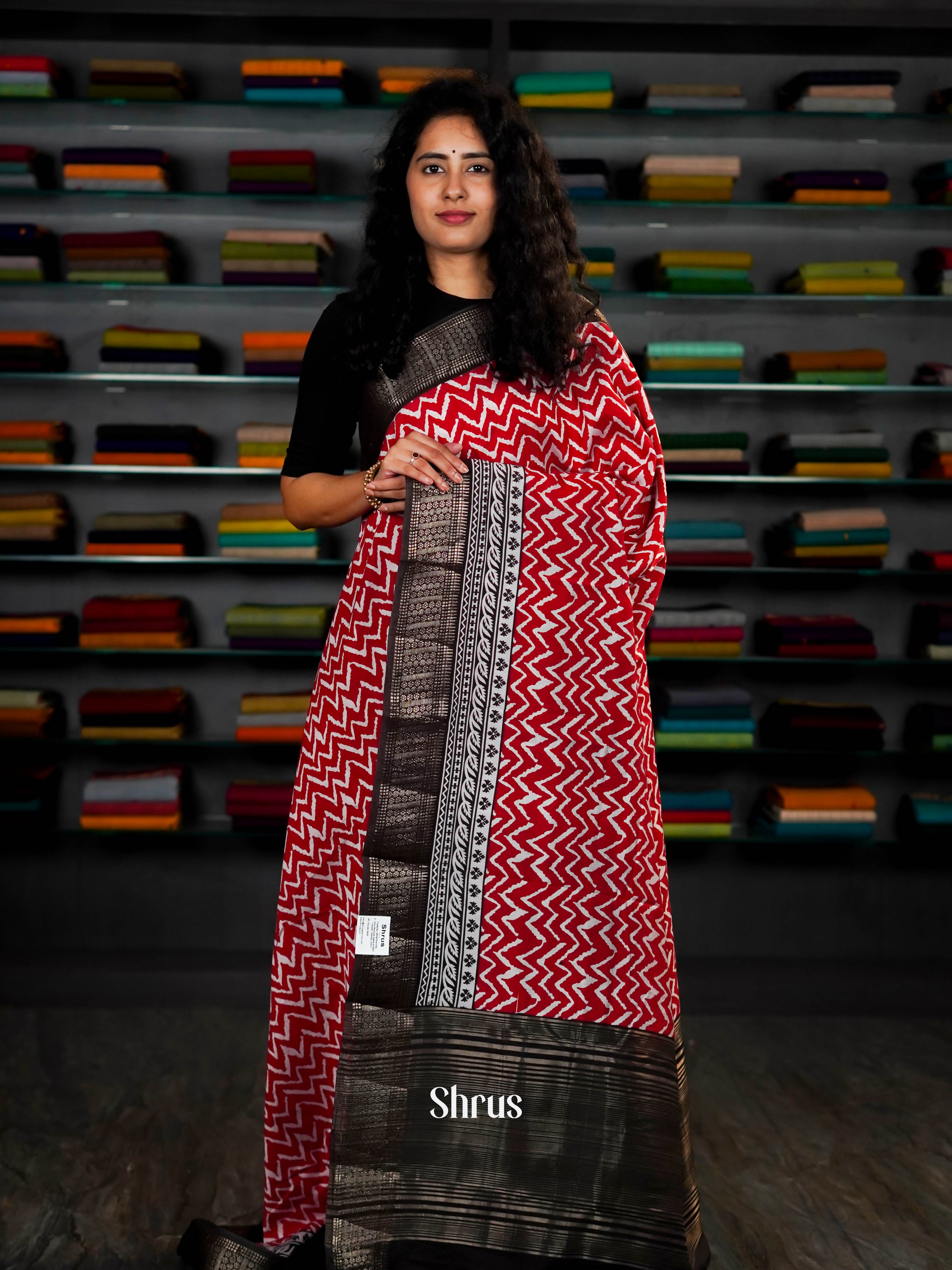 Red & Brown  - Art Modal Saree