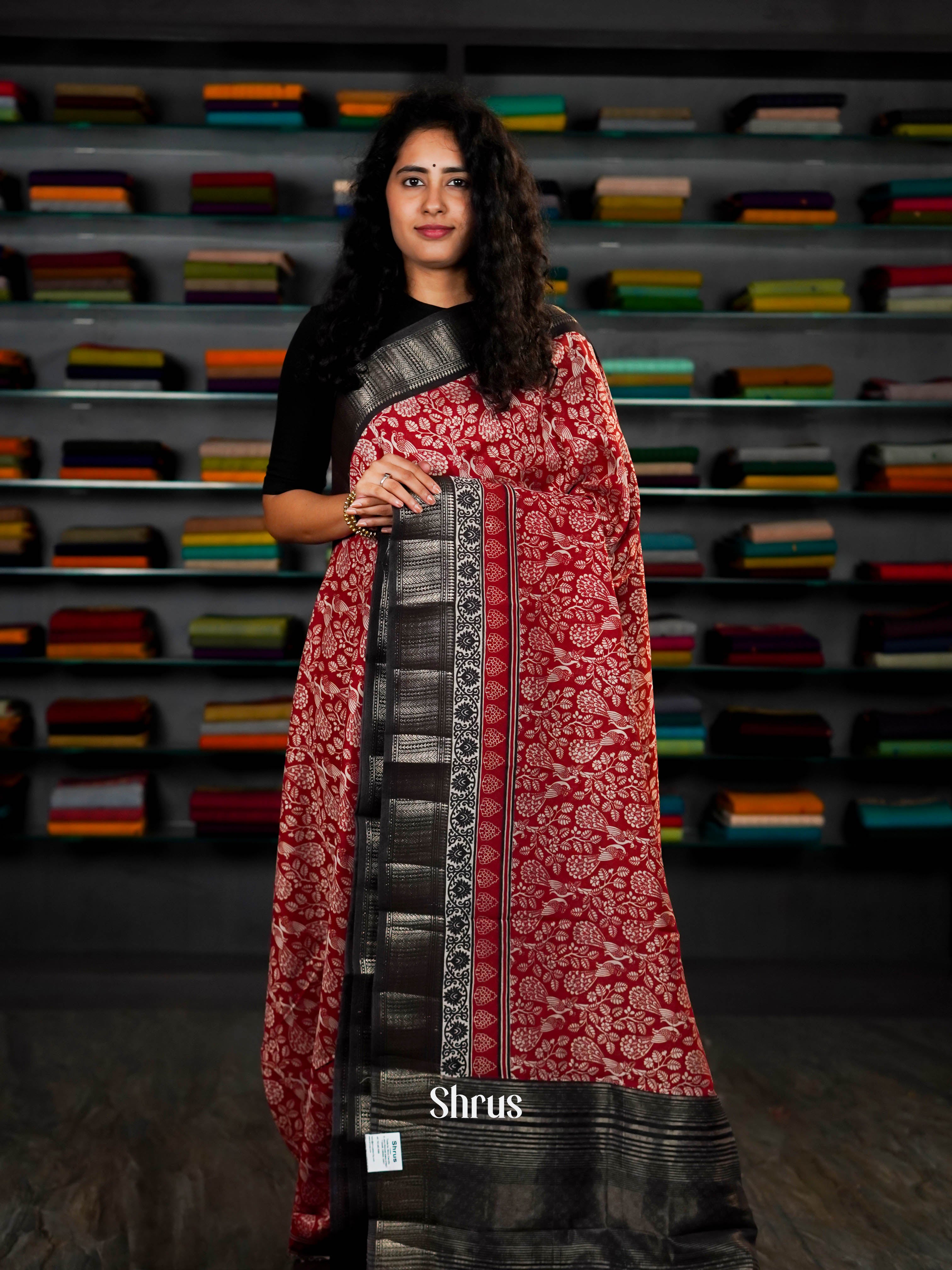 Red & Black  - Art Modal Saree