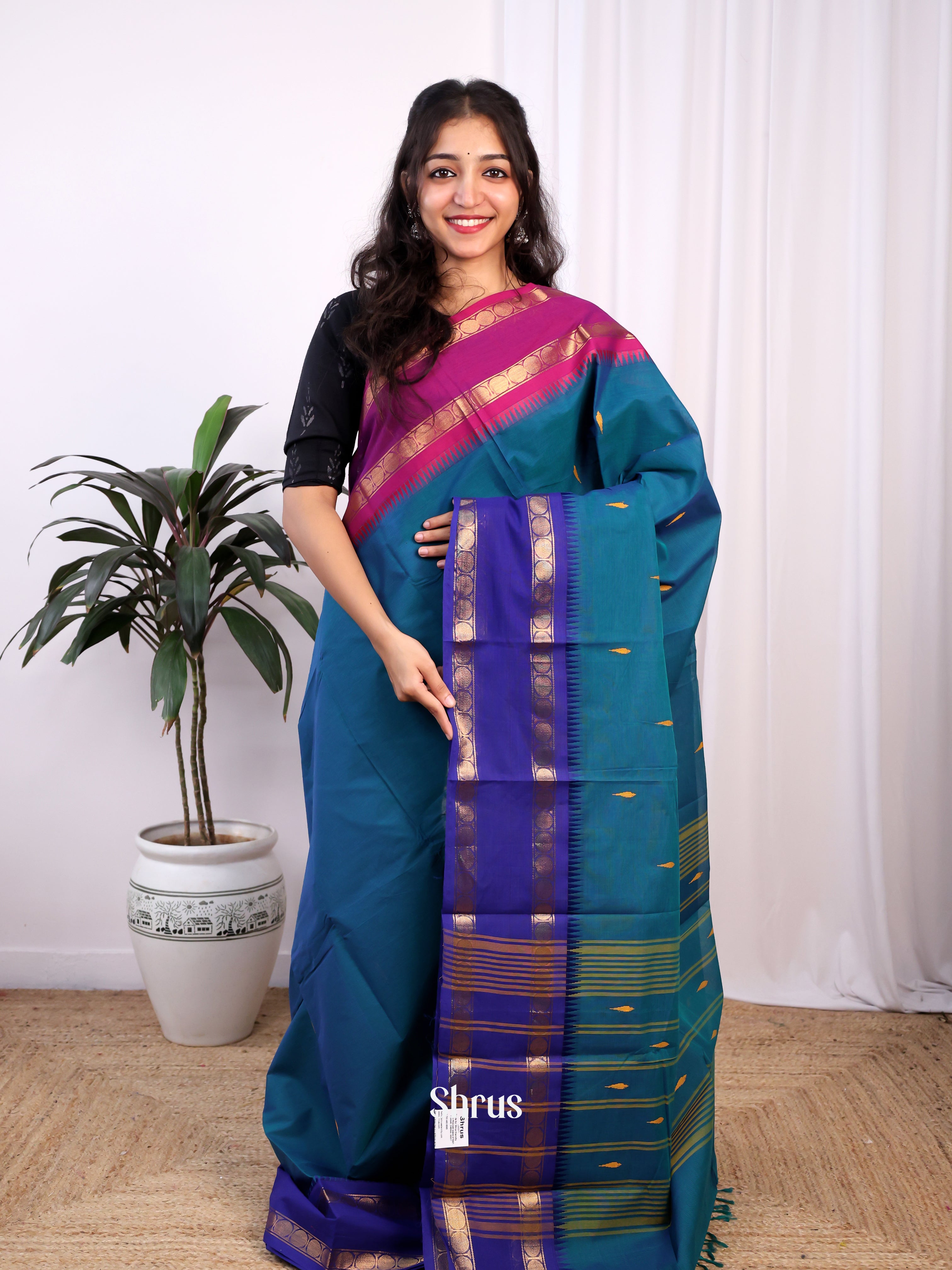 CHS24036 - Chettinad Cotton Saree - Shop on ShrusEternity.com