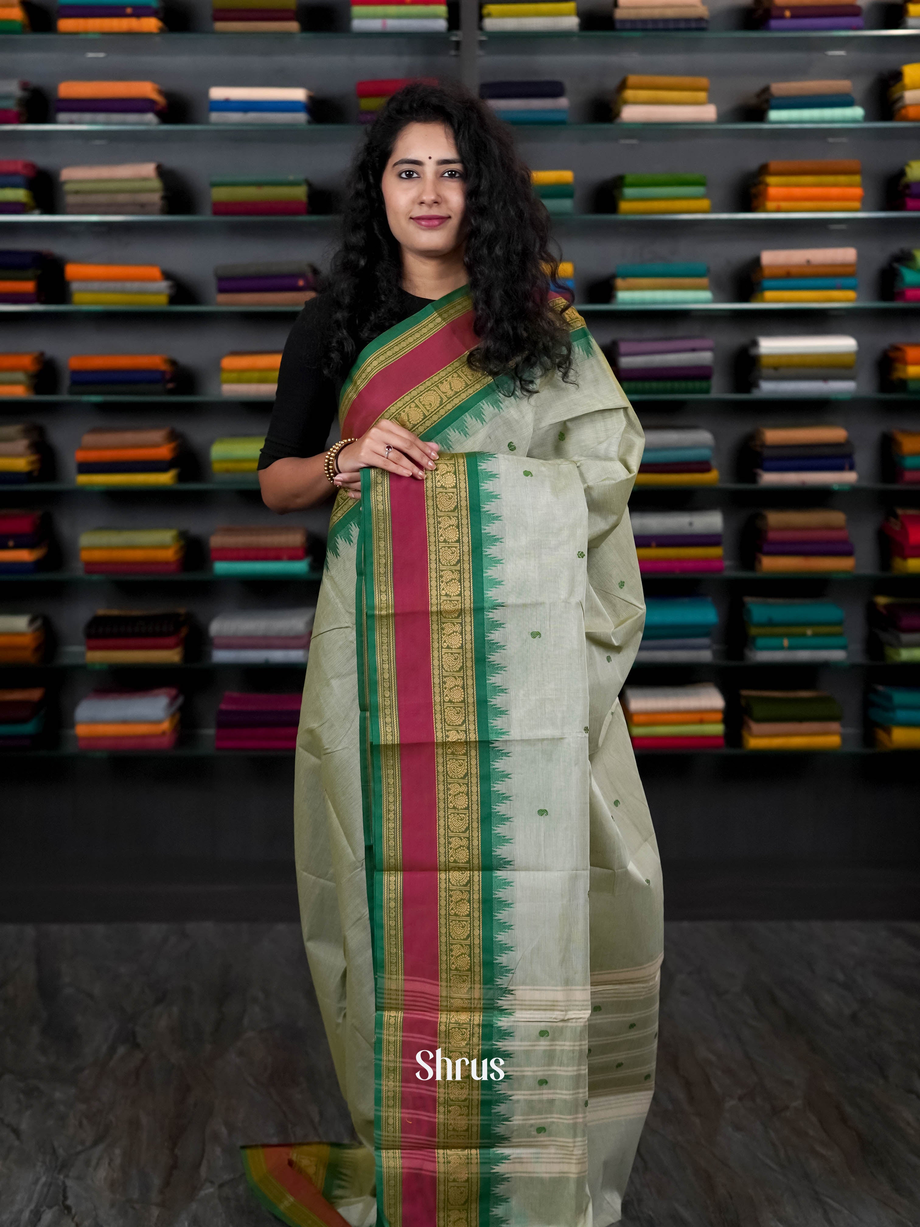 Grey & Green - Chettinad Cotton Saree