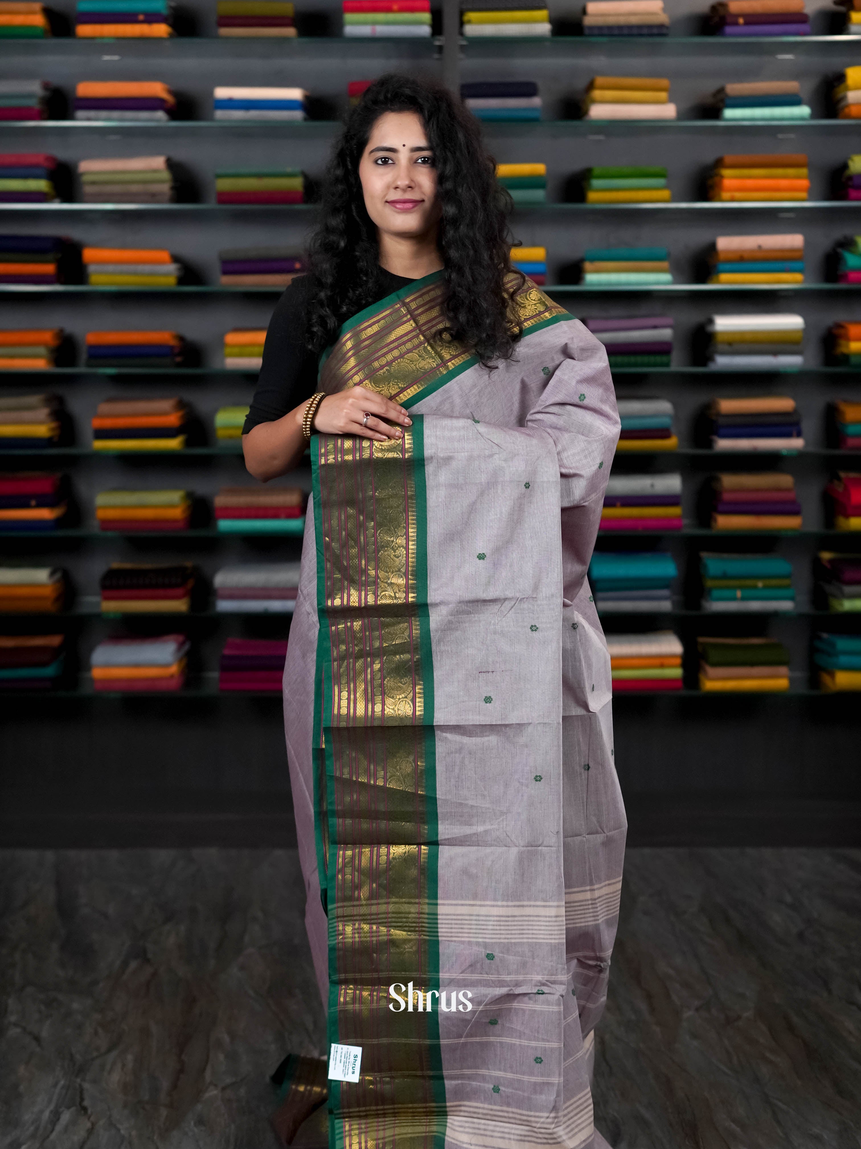 Grey & Green - Chettinad Cotton Saree