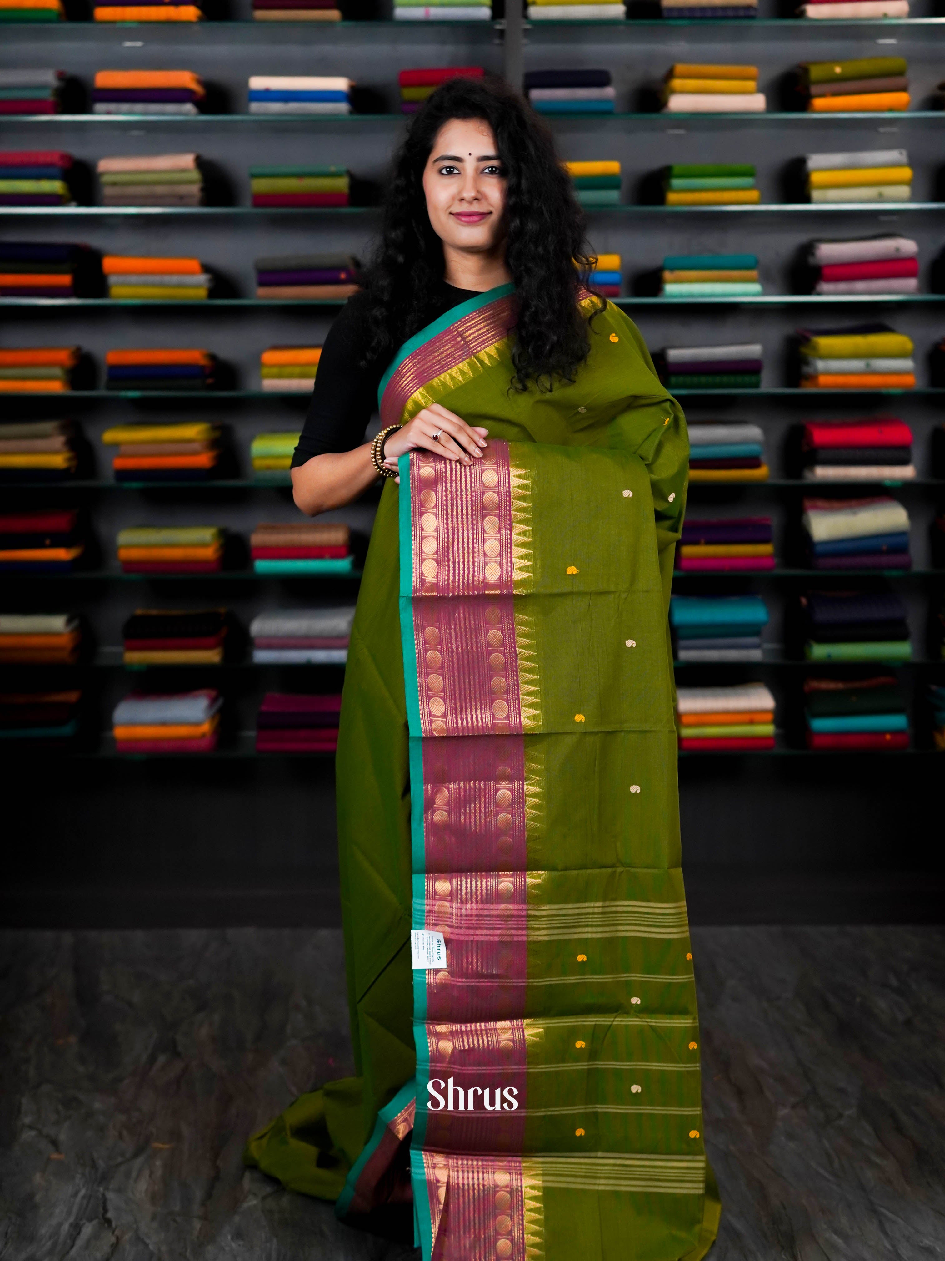 Green & Maroon  - Chettinad Cotton Saree