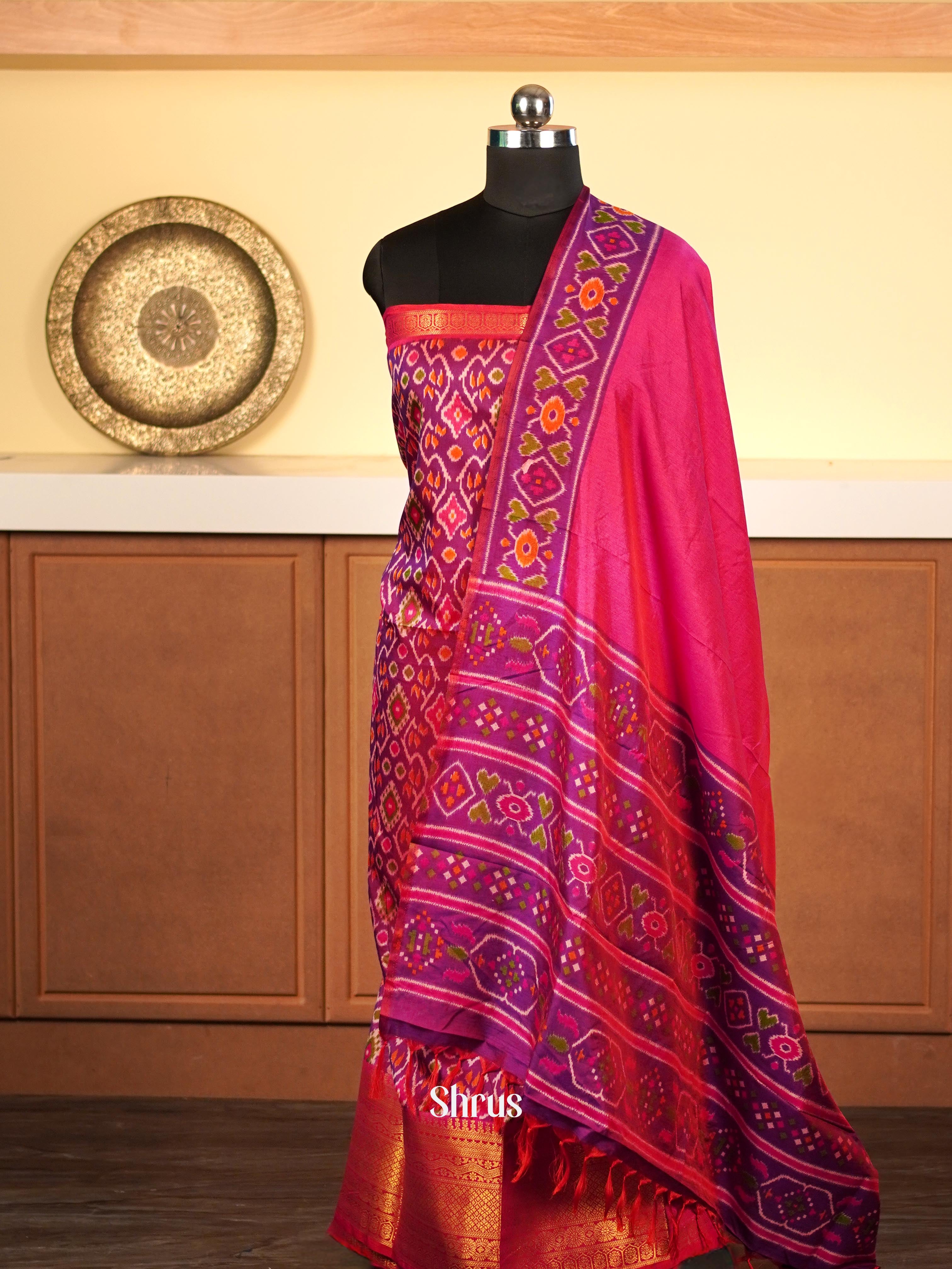 Double Shaded Violet & Pink  - Semi Patola top & dupatta