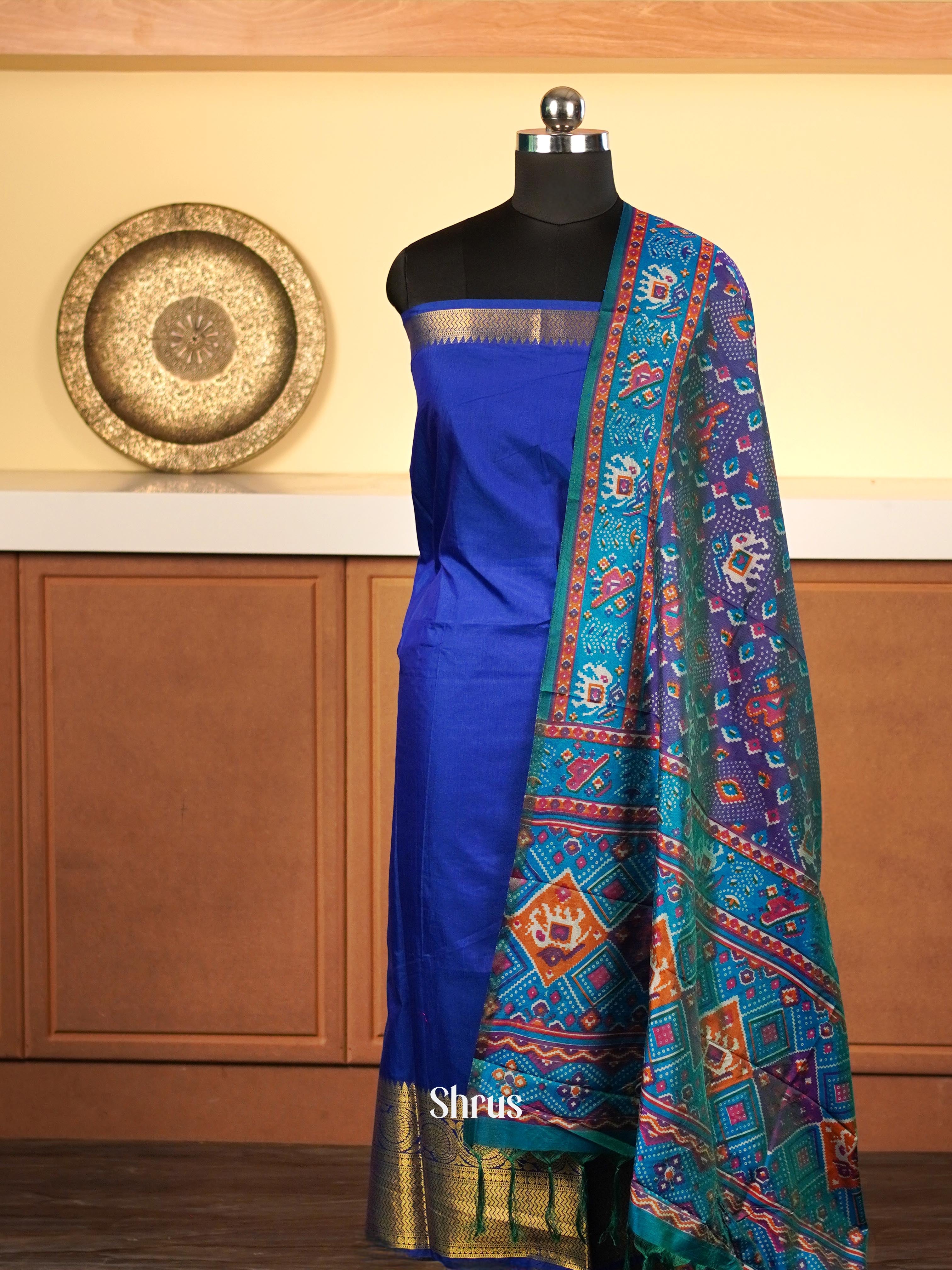 Blue  - Semi Patola top & dupatta