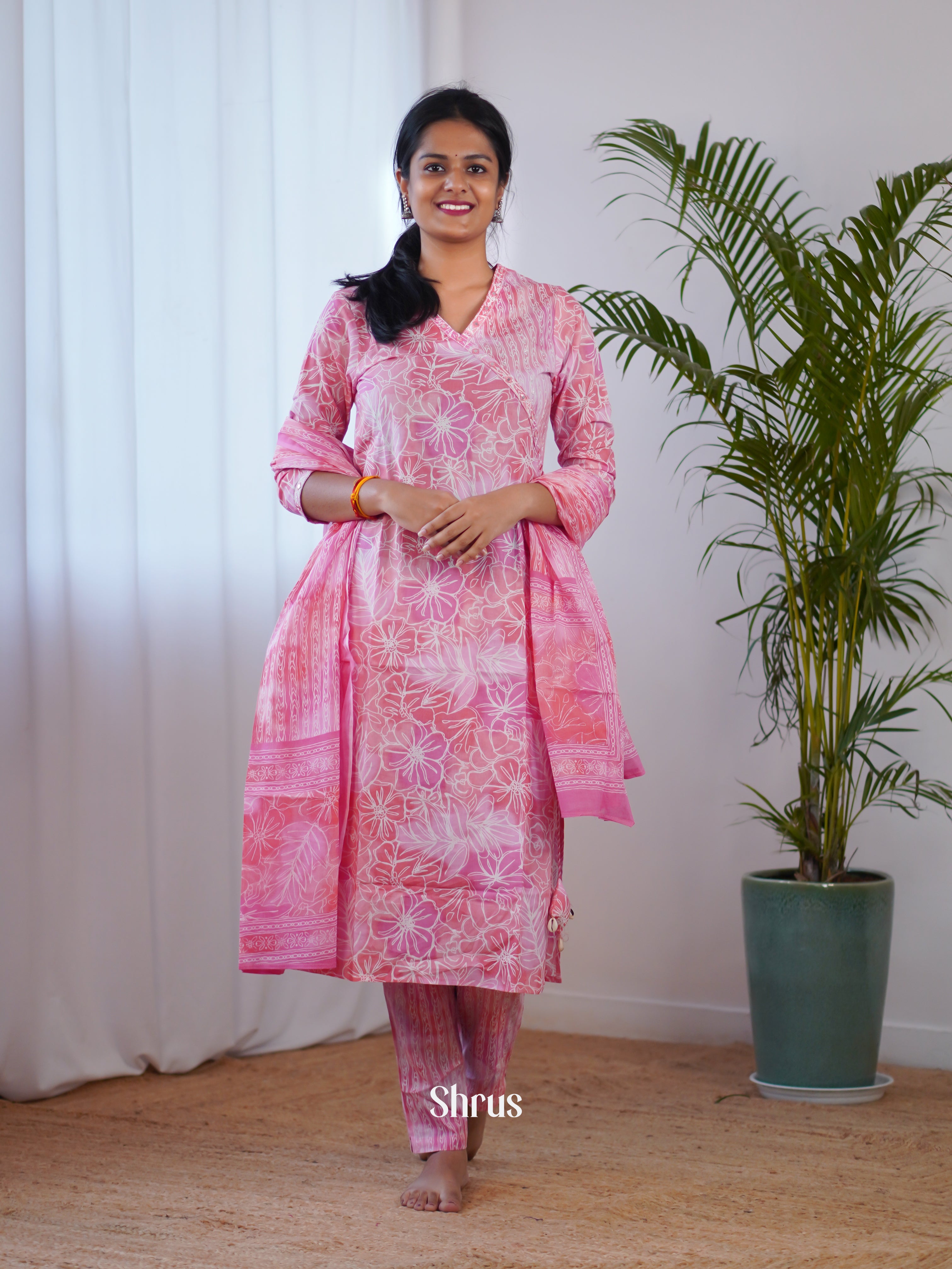 Pink  - Casual Printed 3pc Readymade Suits