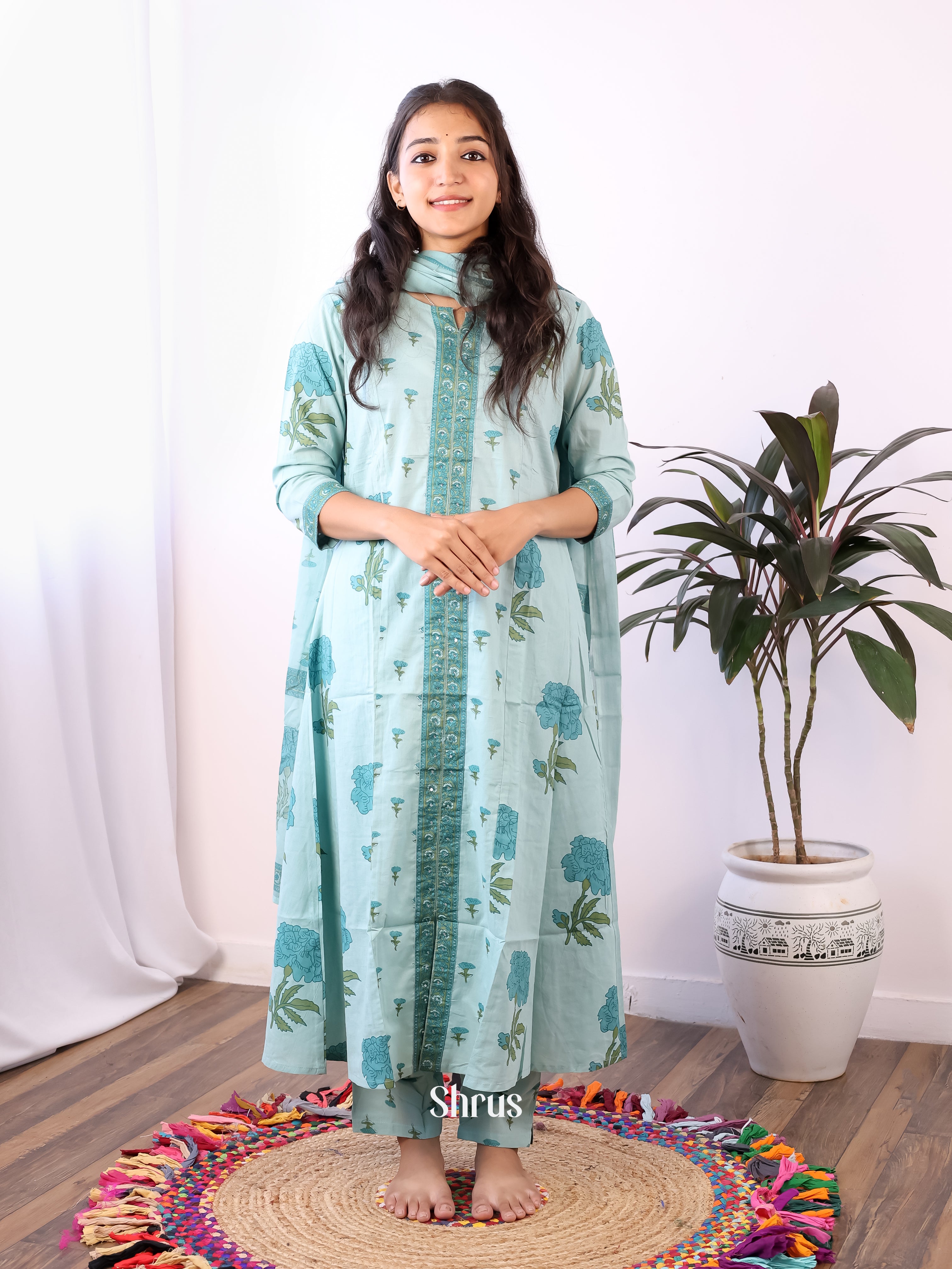 Pastel Blue -3pc  Readymade Suits