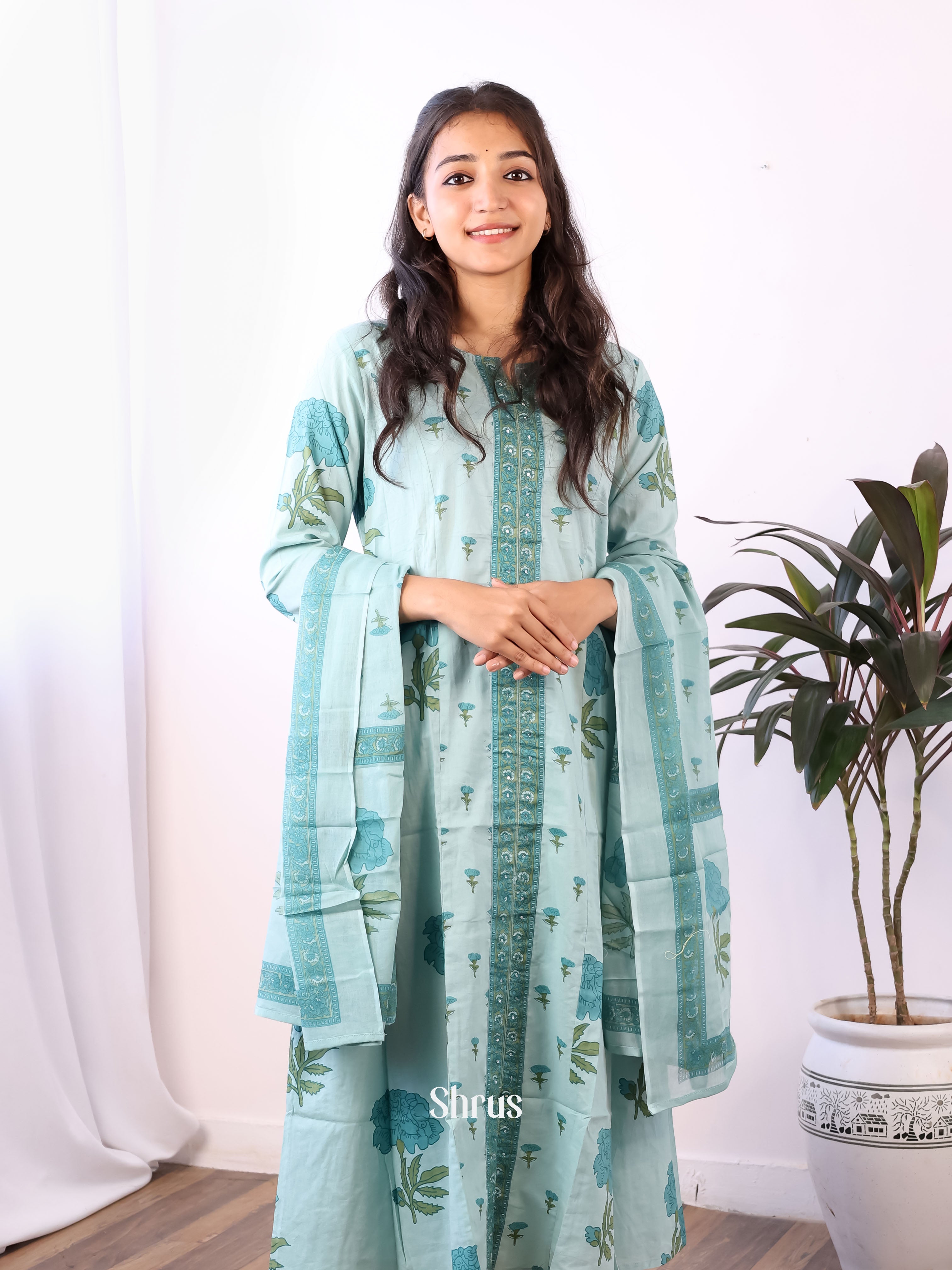 Pastel Blue -3pc  Readymade Suits