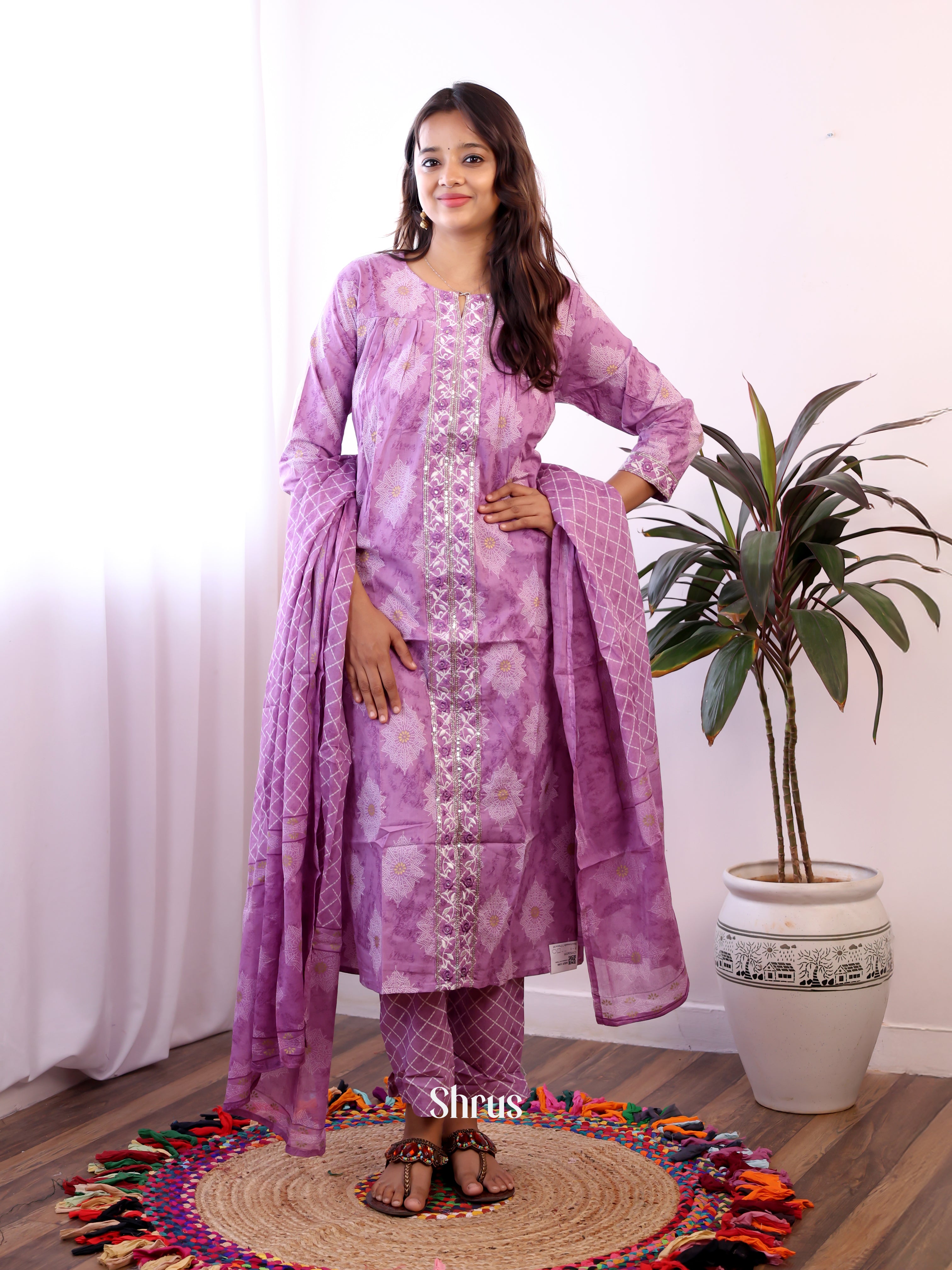 Purple - 3pc Readymade Suits