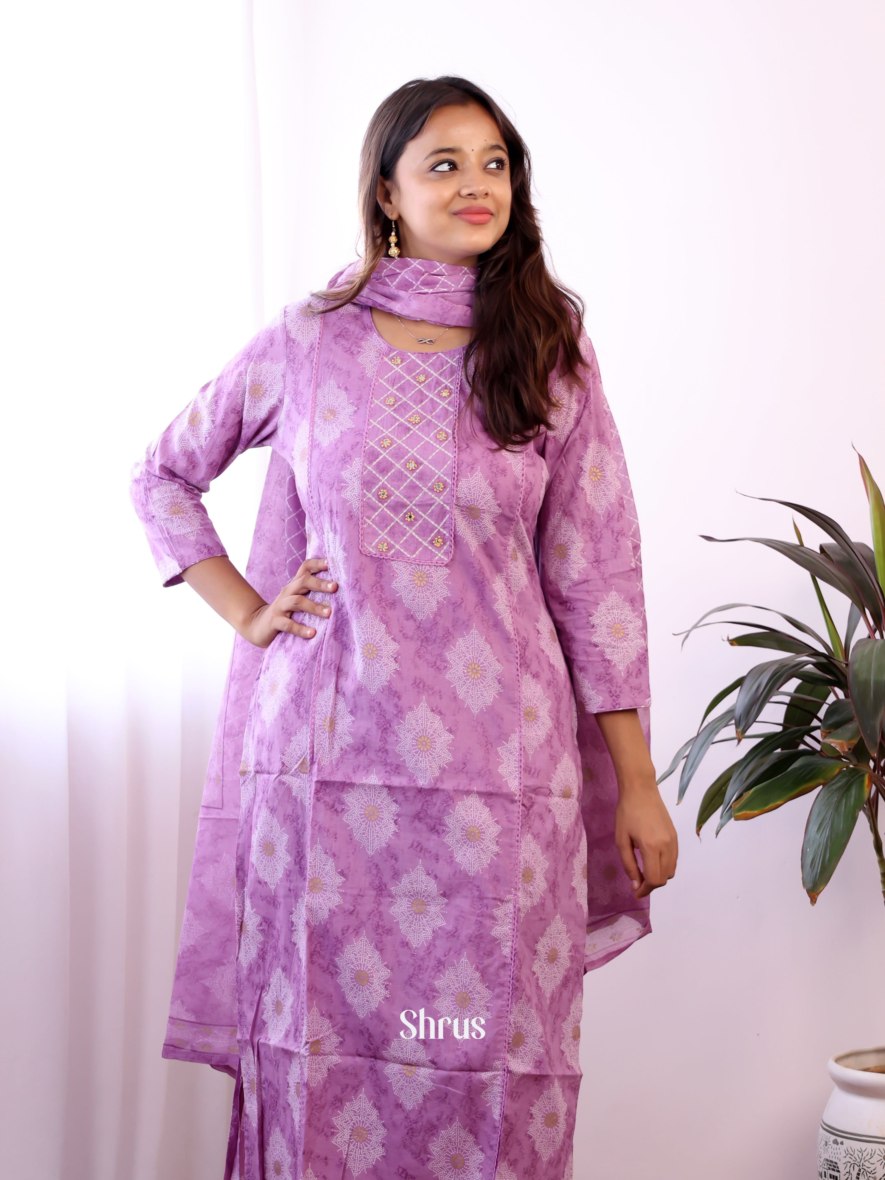 Purple -3pc Readymade Suits