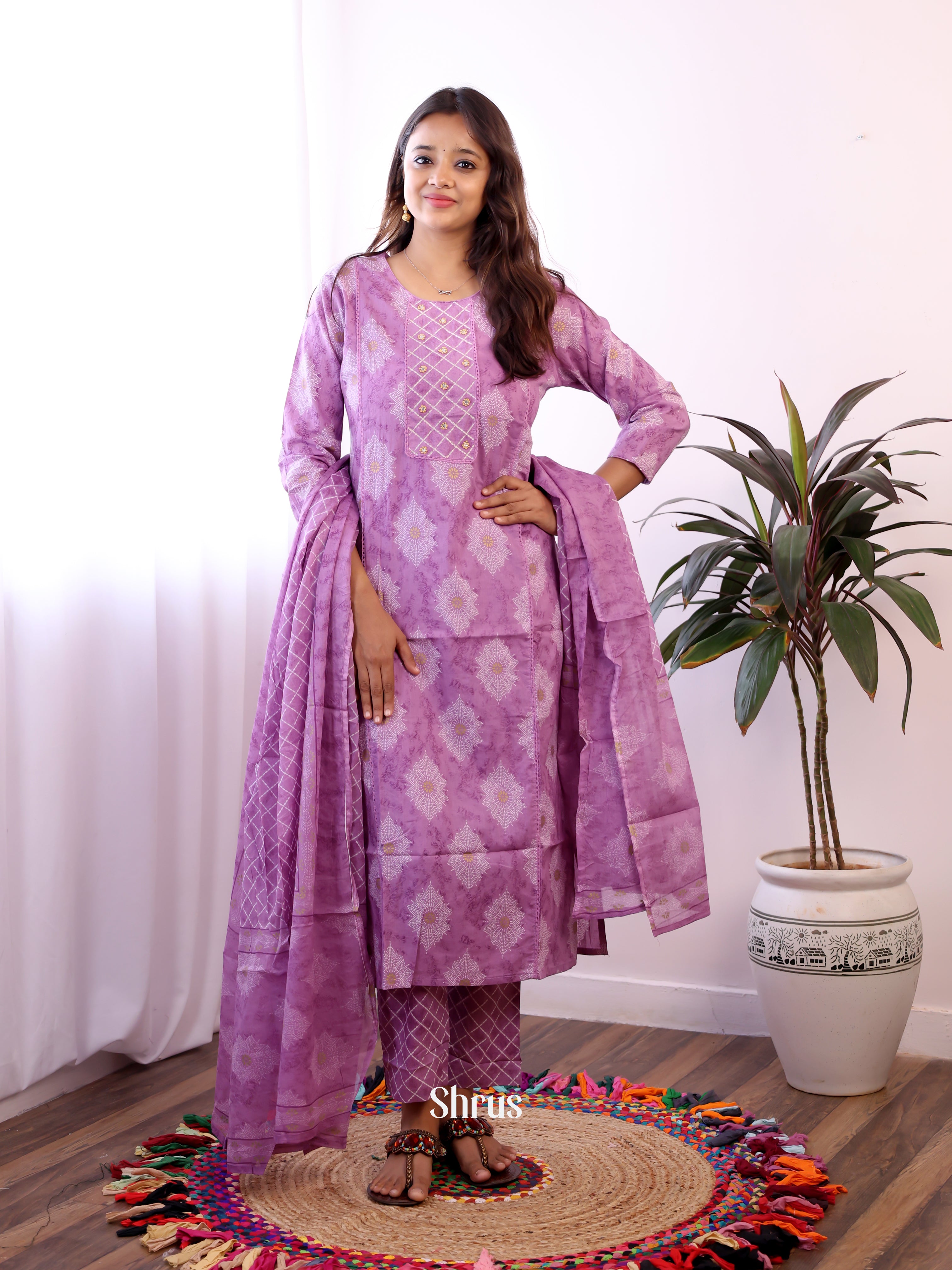 Purple -3pc Readymade Suits